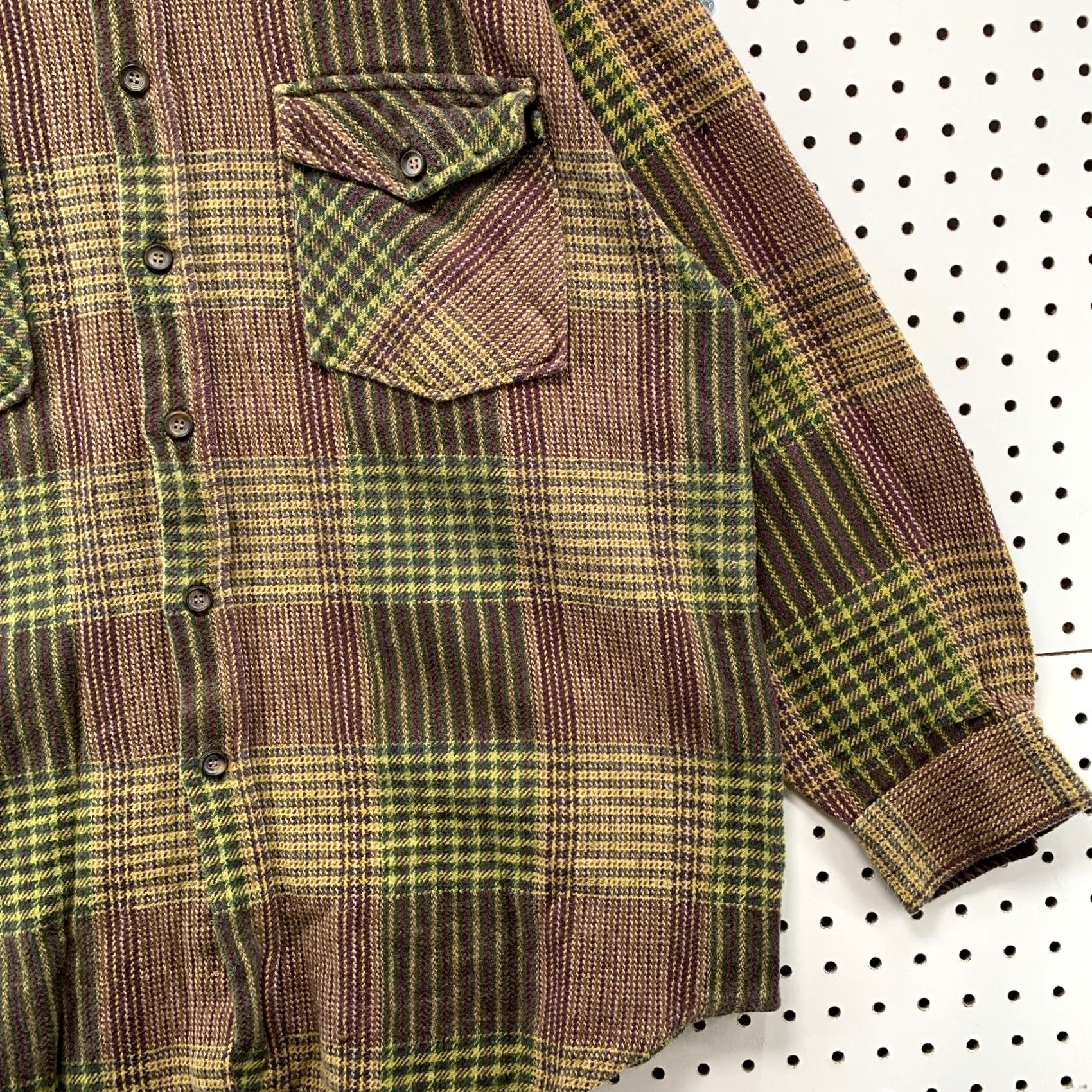 Vintage Hardwear By Silenzo Flannel Shirt Men XL Brown Knit Heavyweight Button Size US XL / EU 56 / 4 - 4 Thumbnail