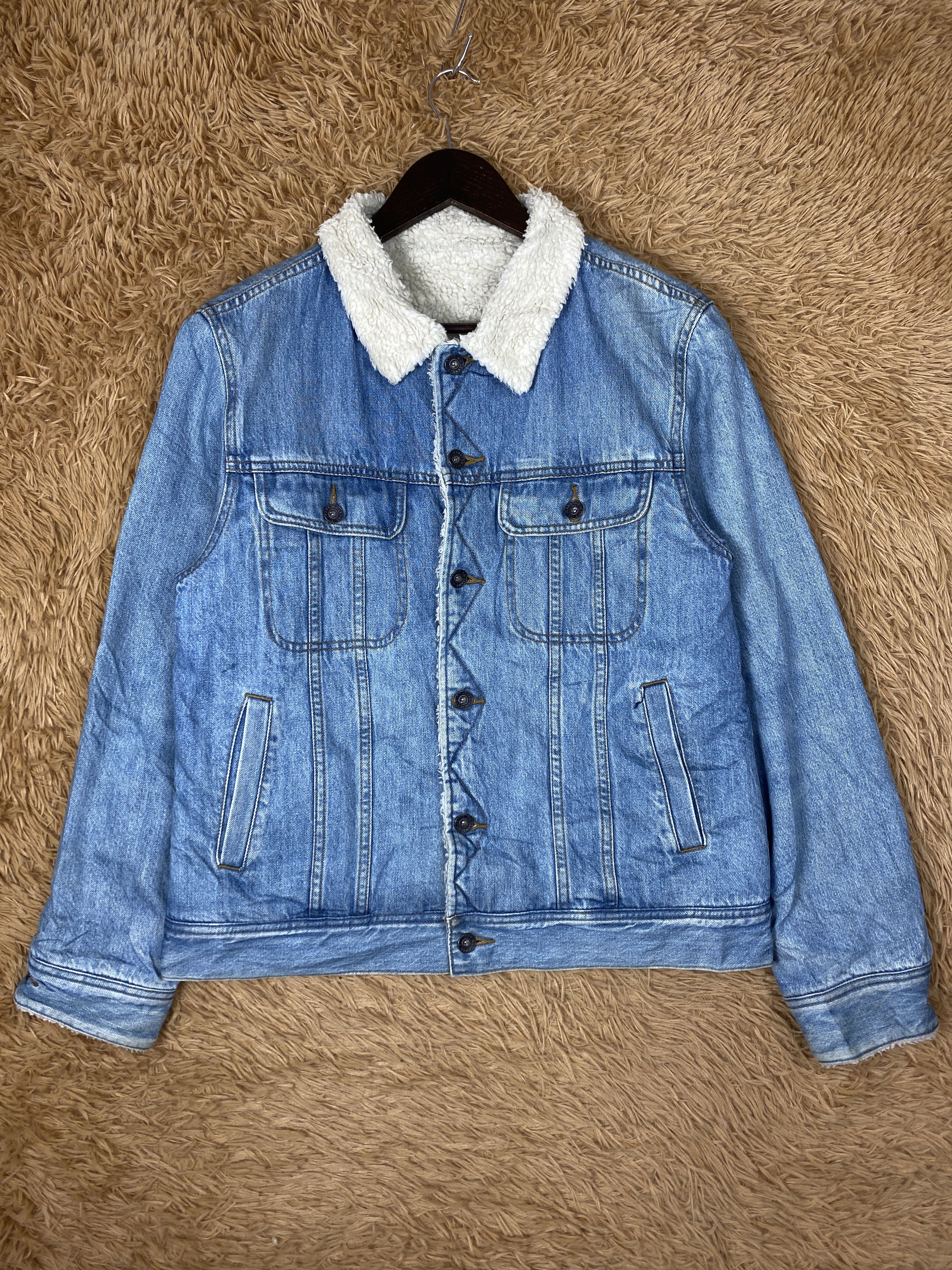 GU Vintage GU Sherpa Lining Blue Denim Jacket PJ2601 Size US M / EU 48-50 / 2 - 1 Thumbnail