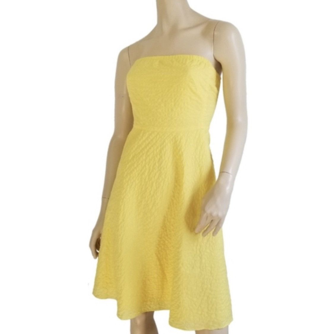 J.Crew J. Crew Yellow Strapless Dress Cotton Wedding Guest 10 Size L / US 10 / IT 46 - 1 Thumbnail