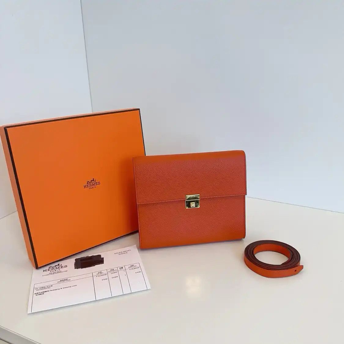 Hermes Hermes Clic 16 orange cowhide leather crossbody bag silver hardware B Size ONE SIZE - 1 Thumbnail