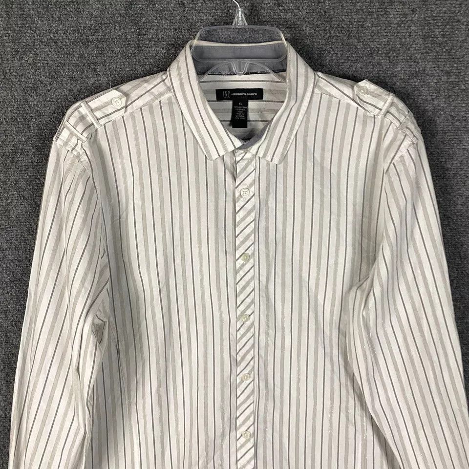 I.N.C INC International Concepts Button Up Shirt Men's XL Striped Size US XL / EU 56 / 4 - 2 Thumbnail