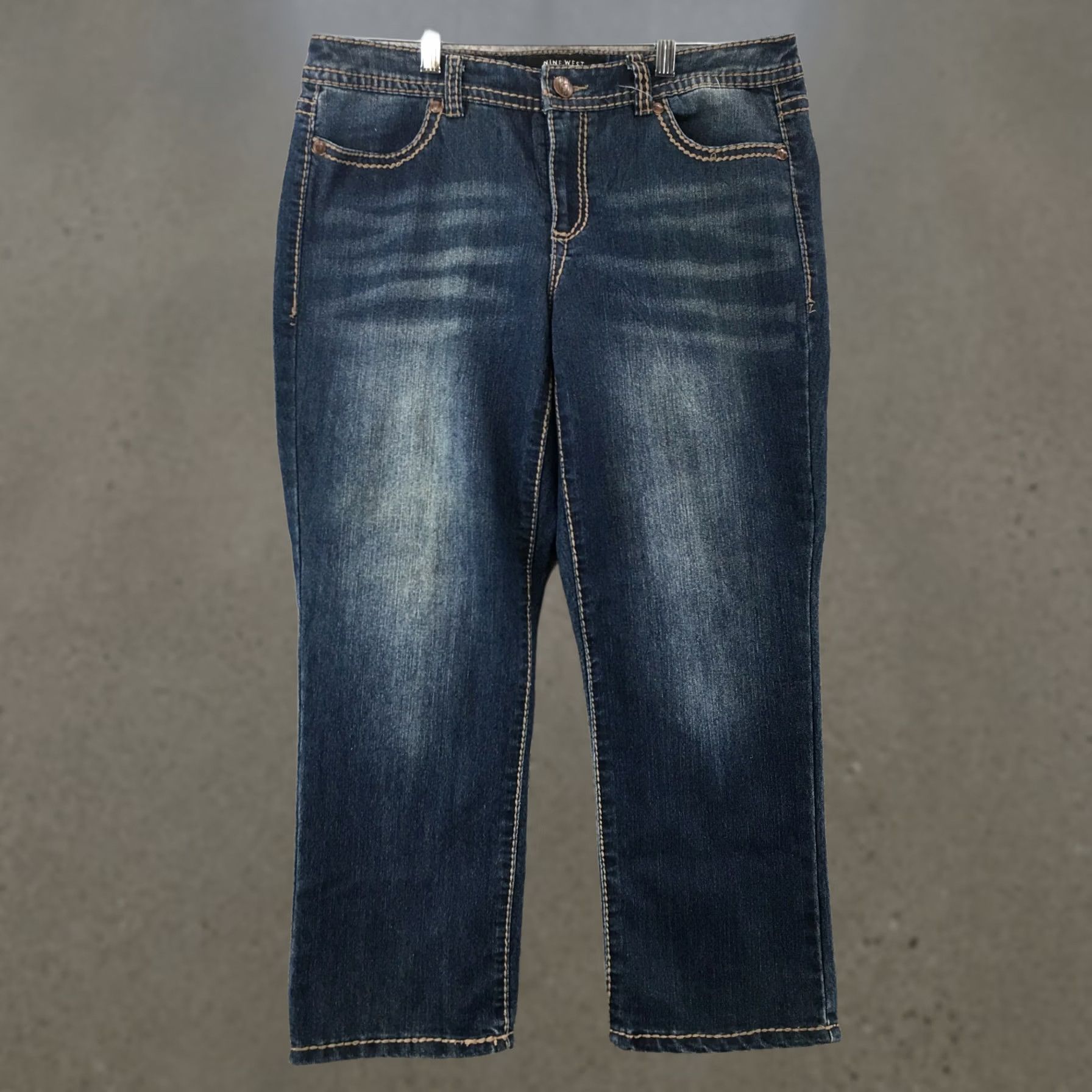 Nine West Nine West Jeans Womens 10x30 Blue Capri Cropped Embroidered Back Pockets Zip Fly Size 32" / US 10 / IT 46 - 1 Thumbnail
