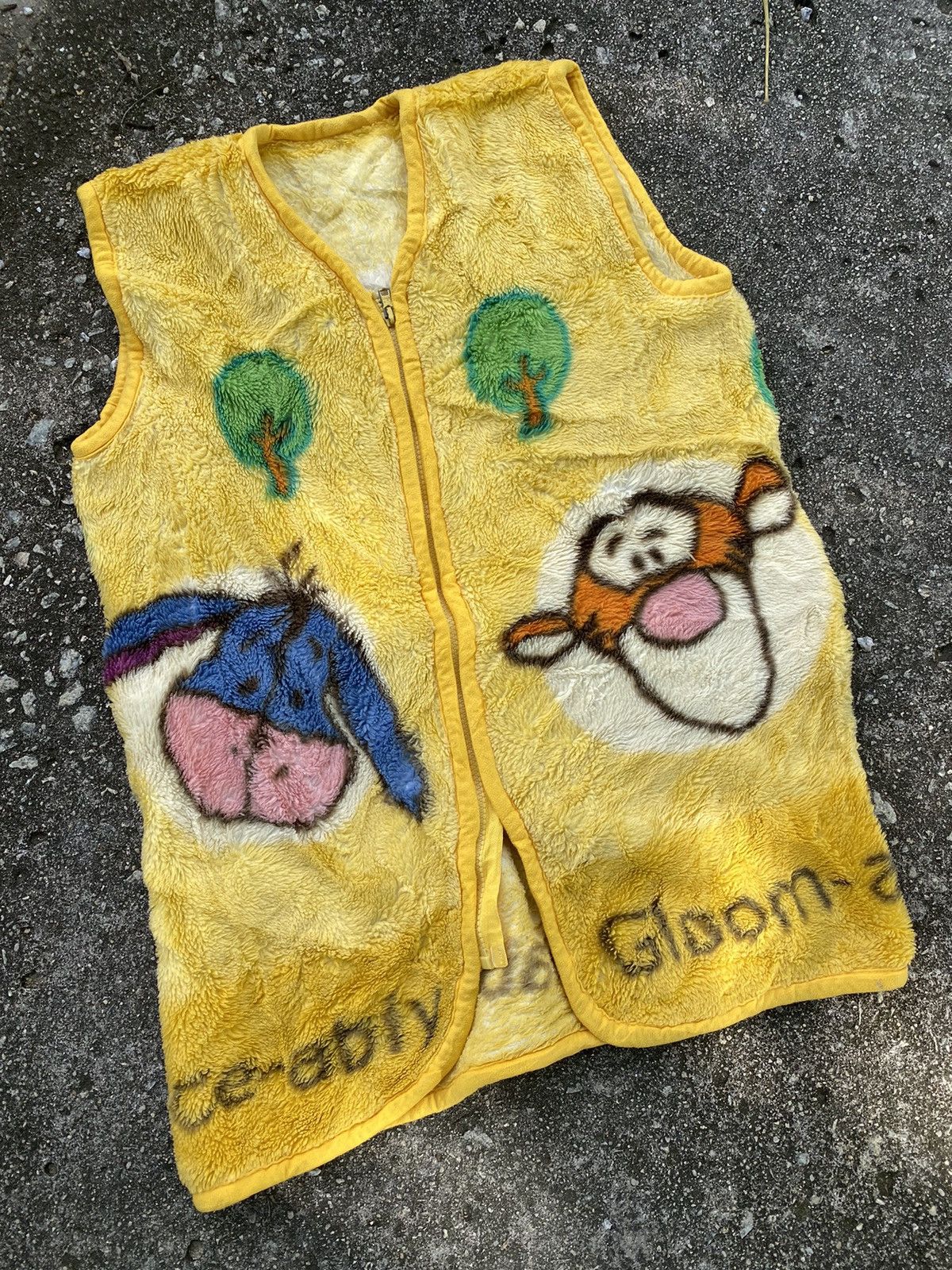 image of Vintage 90's Winnie The Pooh Fleece Vest in Yellow, Women's (Size Medium)