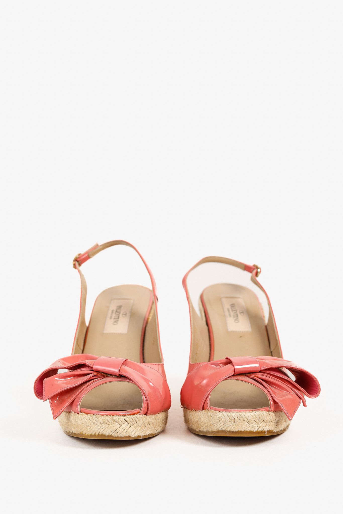 Valentino Valentino Garavani Patent Bow Slingback Espadrille Wedges Size US 7.5 / IT 37.5 - 2 Thumbnail