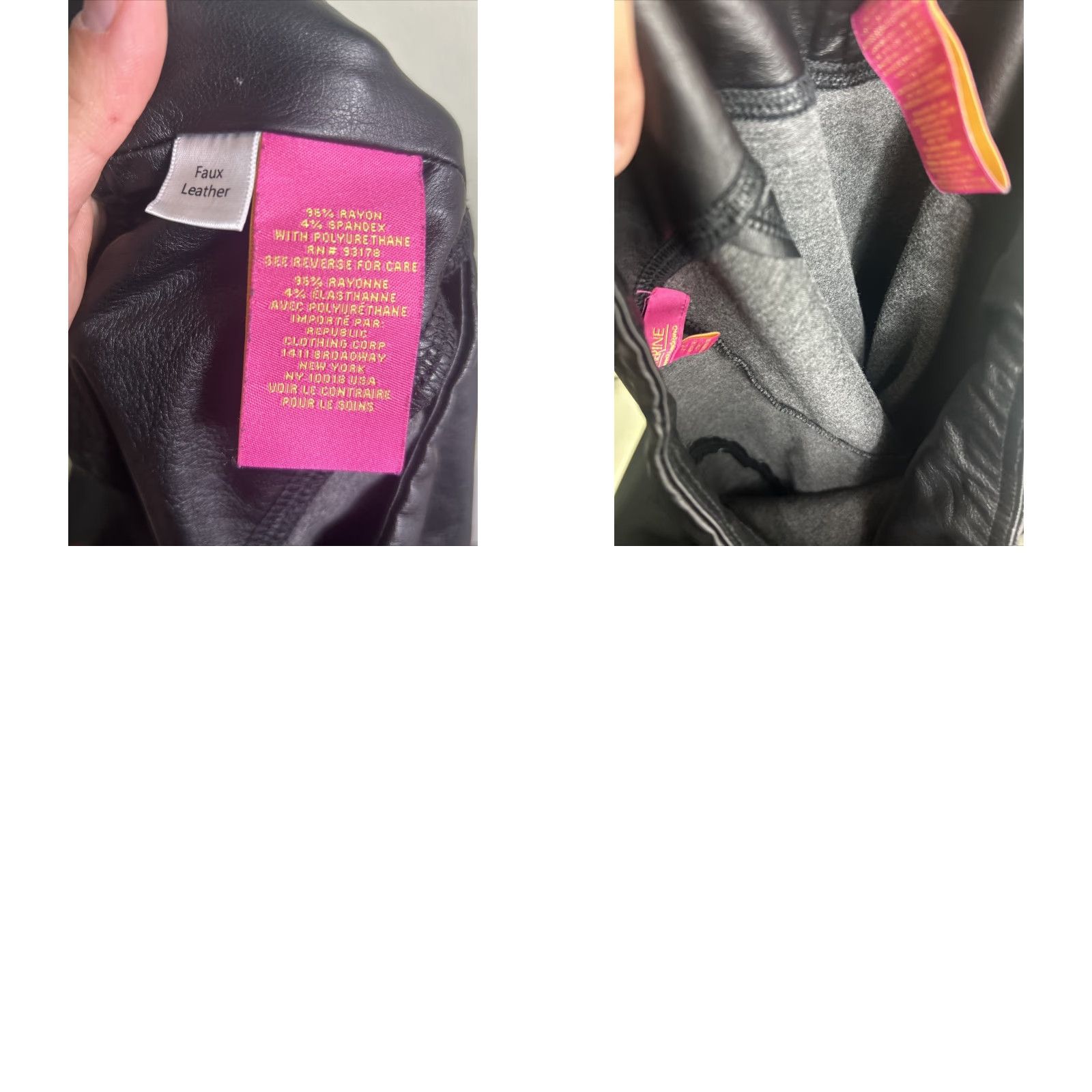 Vintage Catherine Malandrino Pants Womens Large Black Rayon Blend Faux Leather Pull On Skinny High Rise Flat Front Size 36" / US 14 / IT 50 - 9 Thumbnail