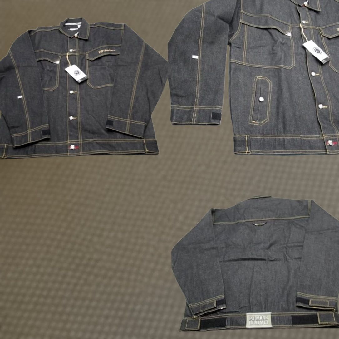 Denime PJ Mark Denim Jacket Men XL Black Trucker Button Up Raw Dead Stock NEW Size US XL / EU 56 / 4 - 1 Thumbnail