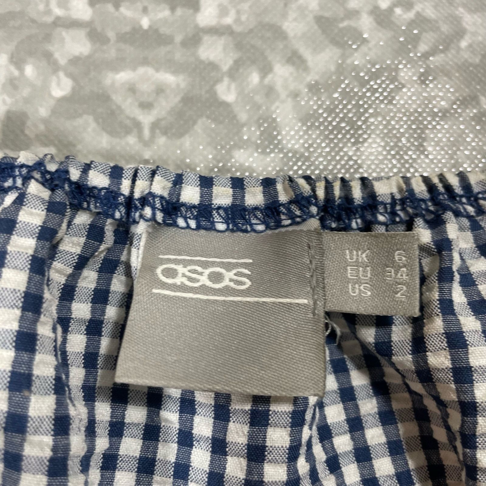Asos Asos Gingham Crop Puff Sleeve Peasant Top - Size 2 - Retro Size XS / US 0-2 / IT 36-38 - 4 Thumbnail