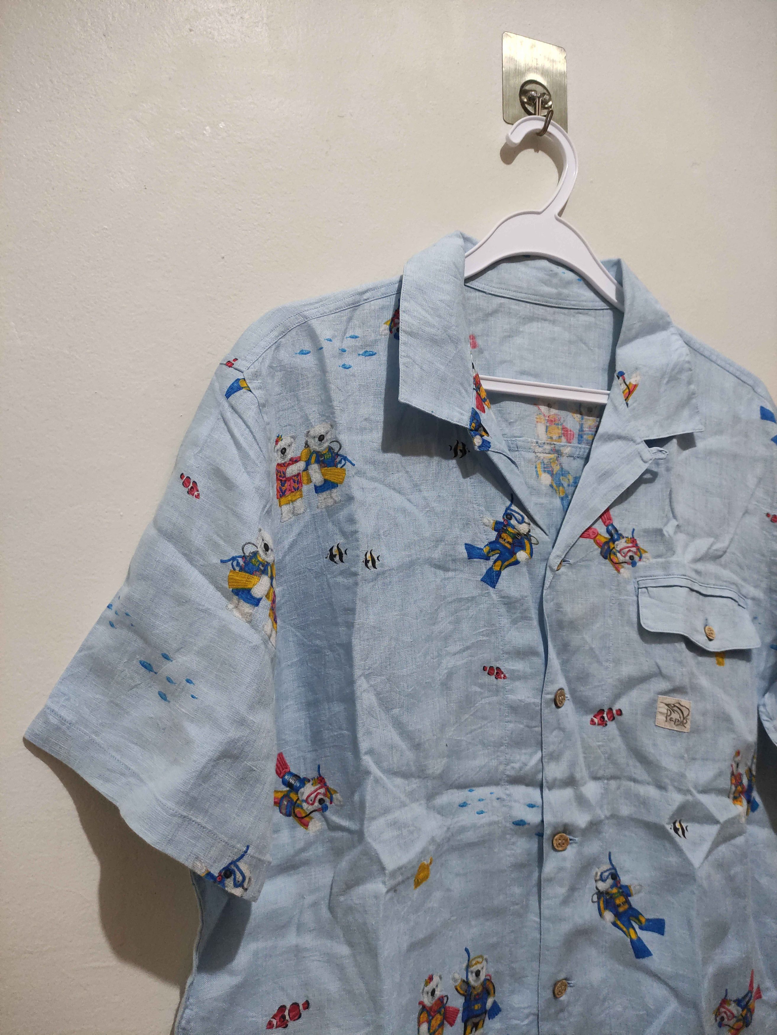 Japanese Brand Papas Diving Bear Print Open Collar Short Sleeve Shirt Size US M / EU 48-50 / 2 - 11 Thumbnail