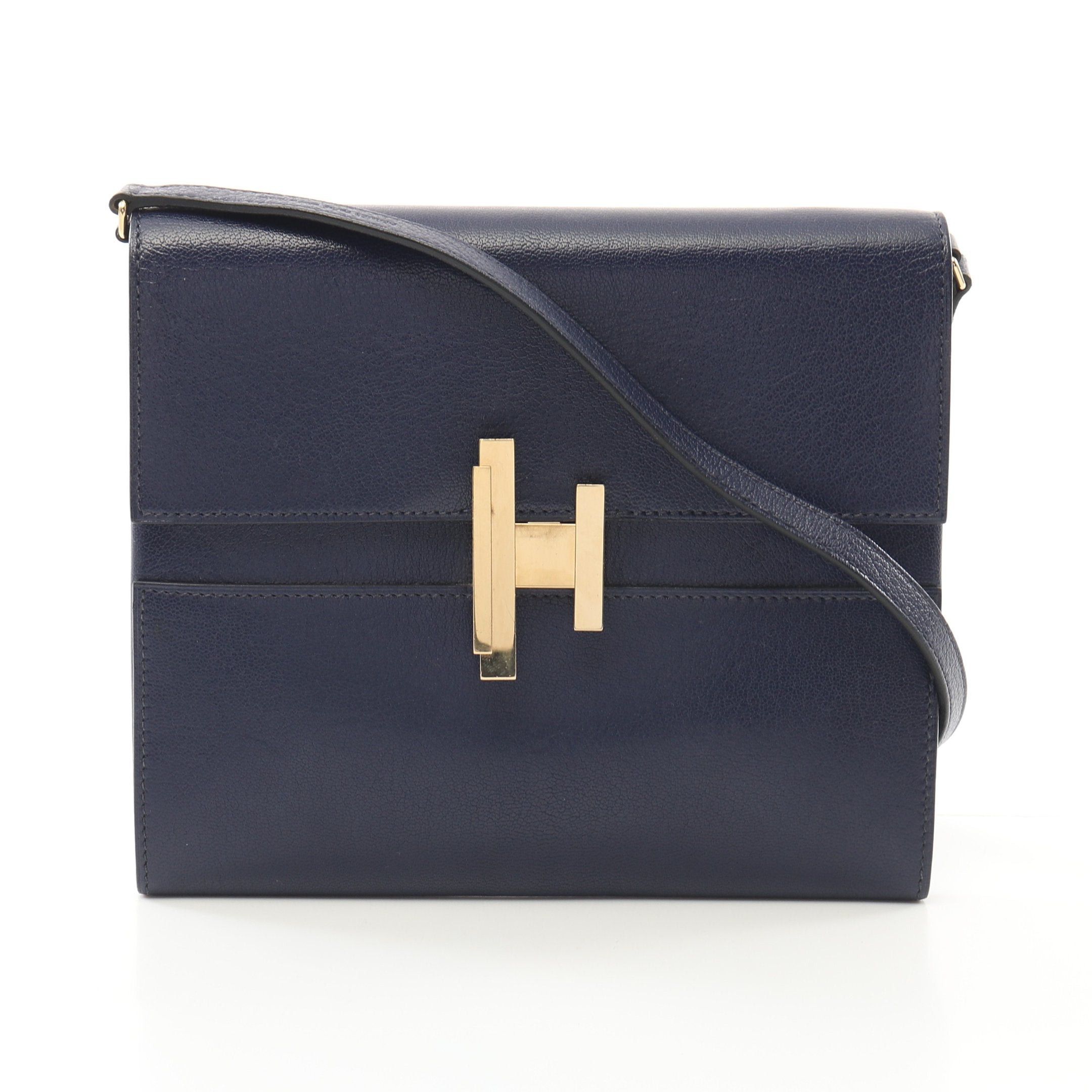 Hermes Hermes Cinematic Too Go Shoulder Bag Chevre Dark Blue Gold Hardware D Stamp Size ONE SIZE - 1 Thumbnail