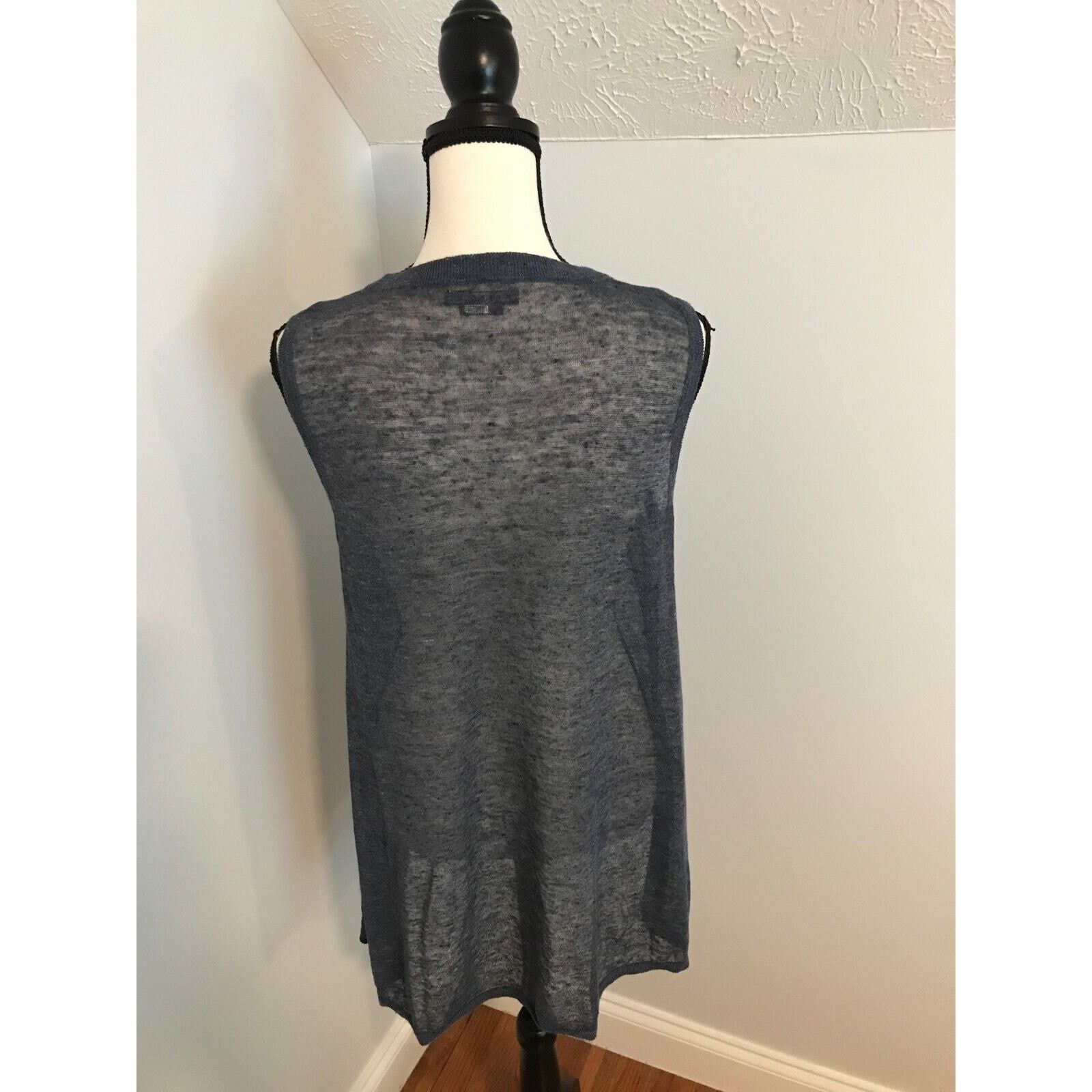 Alice + Olivia Alice+Olivia Base Jamica Linen Blue Denim Linen Blend Tank Size M / US 6-8 / IT 42-44 - 3 Thumbnail