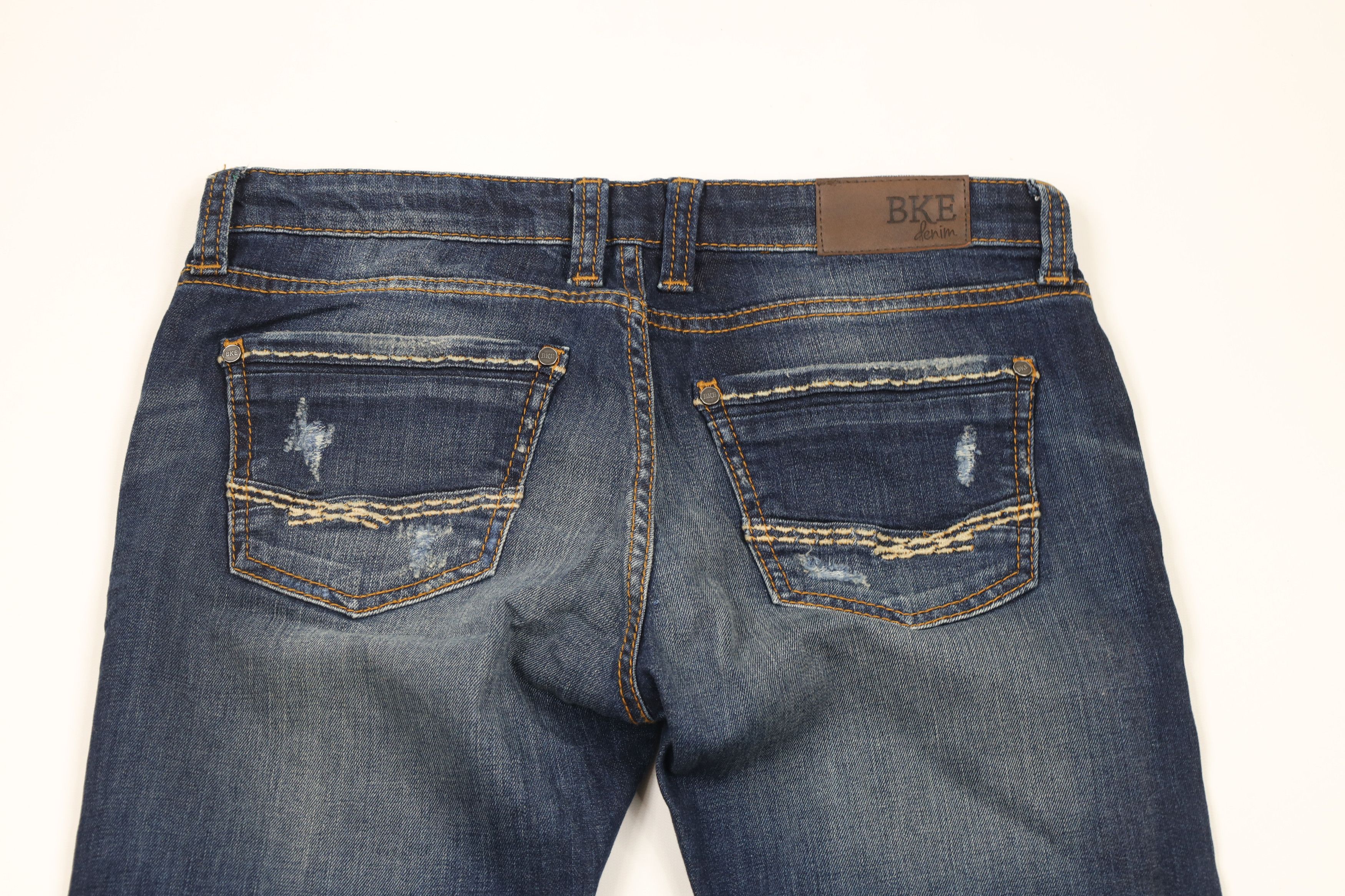 BKE × Vintage Buckle BKE Thick Stitch Stretch Flared Denim Jeans Blue Size 27" / US 4 / IT 40 - 9 Thumbnail