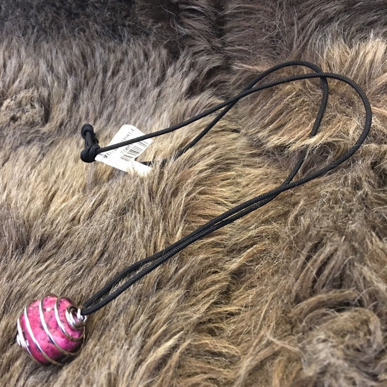 Jewelry Dyed pink howlite stone pendant on cord necklace Size ONE SIZE - 8 Thumbnail