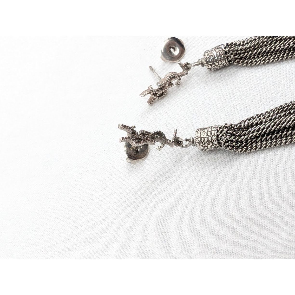 Saint Laurent Paris o1rshd1 Size: OS / Metal Brass Earrings in Argent Oxyde Size ONE SIZE - 6 Thumbnail