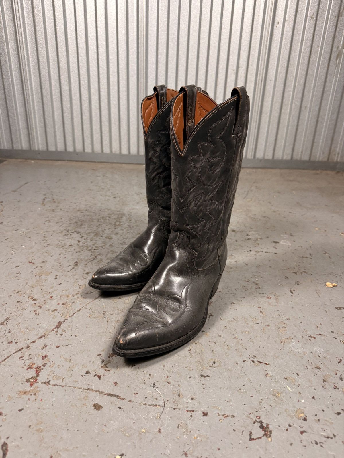 Acme Clothing 70s Vintage Acme Satin Black Made In Usa Cowboy Boots Size US 8.5 / EU 41-42 - 2 Thumbnail