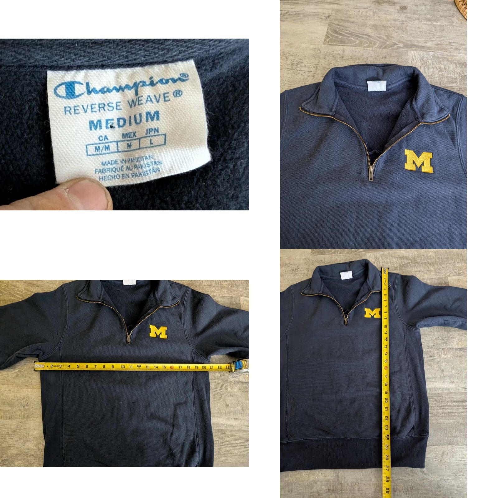 Champion VINTAGE Champion Reverse Weave 1/4 Zip Pullover Sweatshirt Michigan Wolverines Navy M Men Long Sleeve Cotton Blend Logo Size US M / EU 48-50 / 2 - 8 Thumbnail