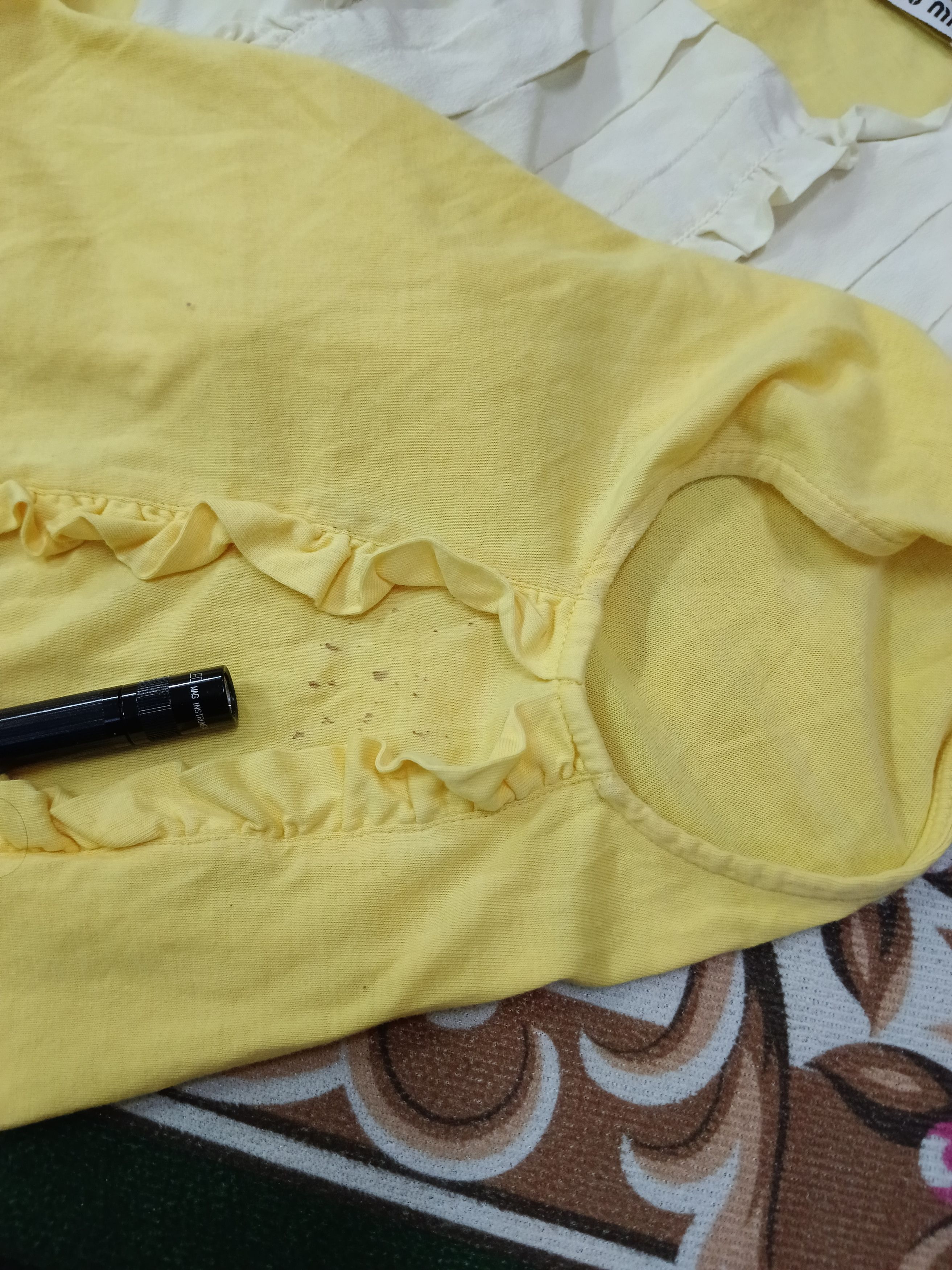 Miu Miu Miu Miu Pastel Yellow Ruffle Blouse - Silk Blend Bib Size M / US 6-8 / IT 42-44 - 5 Thumbnail