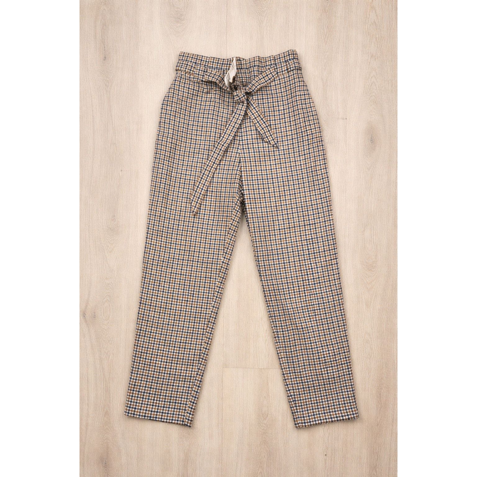 H&M H&M NWT Plaid Paperbag Waist Pants 8 Brown Blue Casual Size 30" / US 8 / IT 44 - 1 Thumbnail