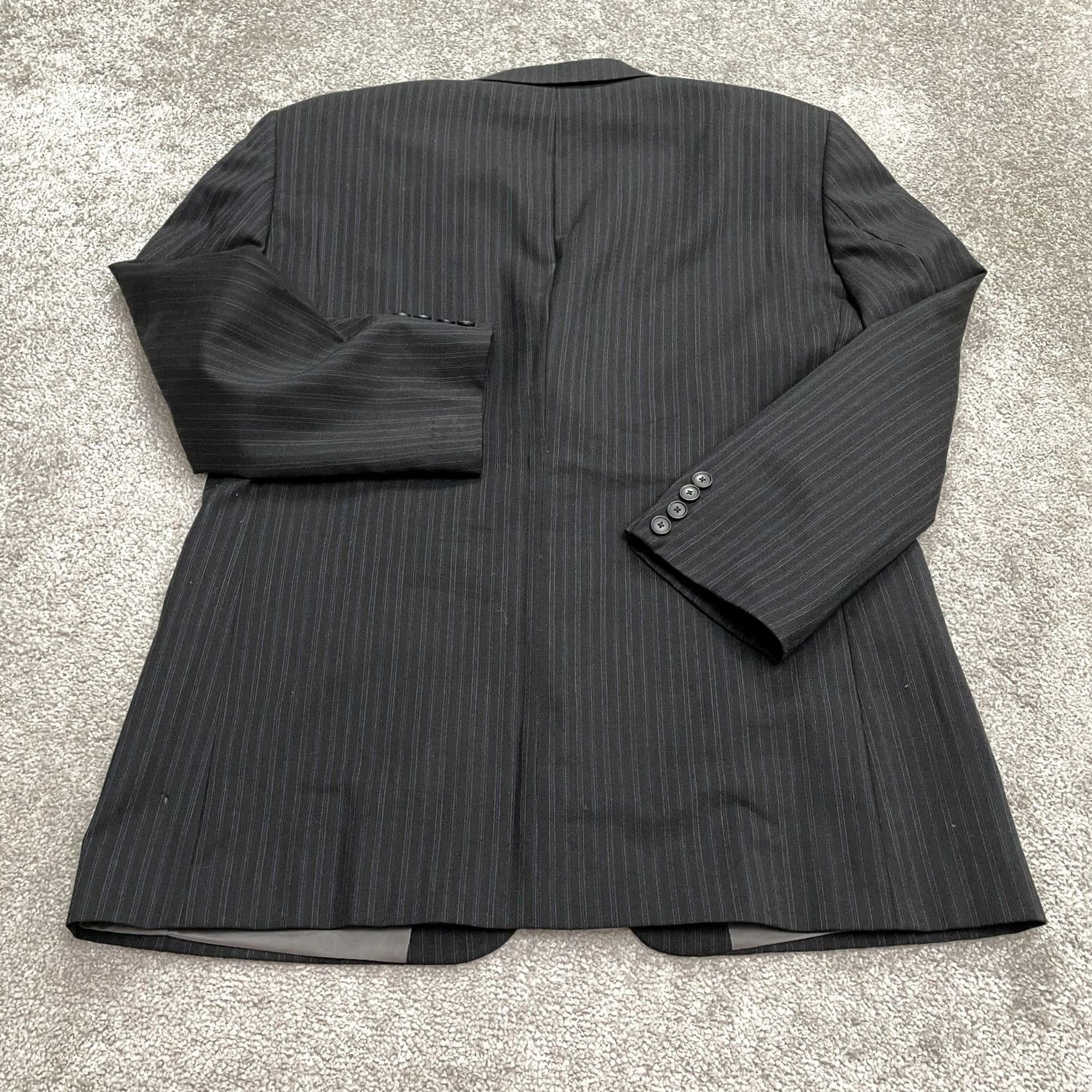 Oscar De La Renta Oscar de la Renta Blazer Men 42R Black Striped Wool Business Jacket Size 42R - 2 Thumbnail