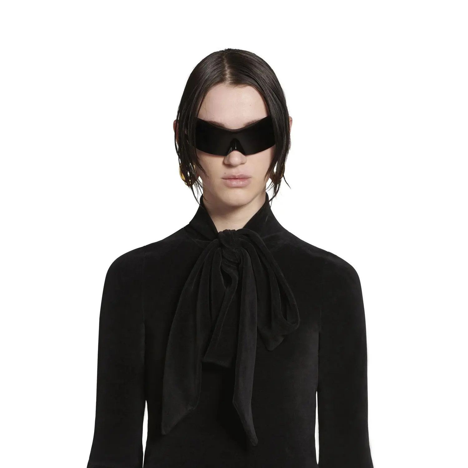 Balenciaga o1bcso1str1124 Scarf Fitted Turtleneck Blouse in Black Size L / US 10 / IT 46 - 8 Thumbnail