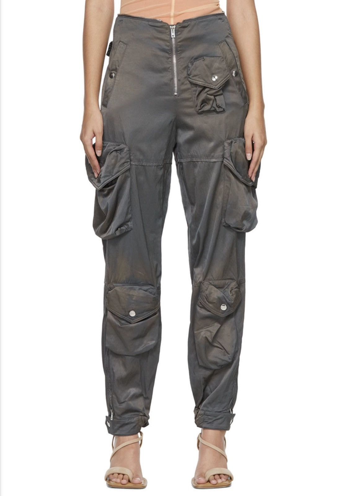 Acne Studios EUC Acne Studios Dusty Grey Satin Cargo Pants Size 28" / US 6 / IT 42 - 1 Thumbnail