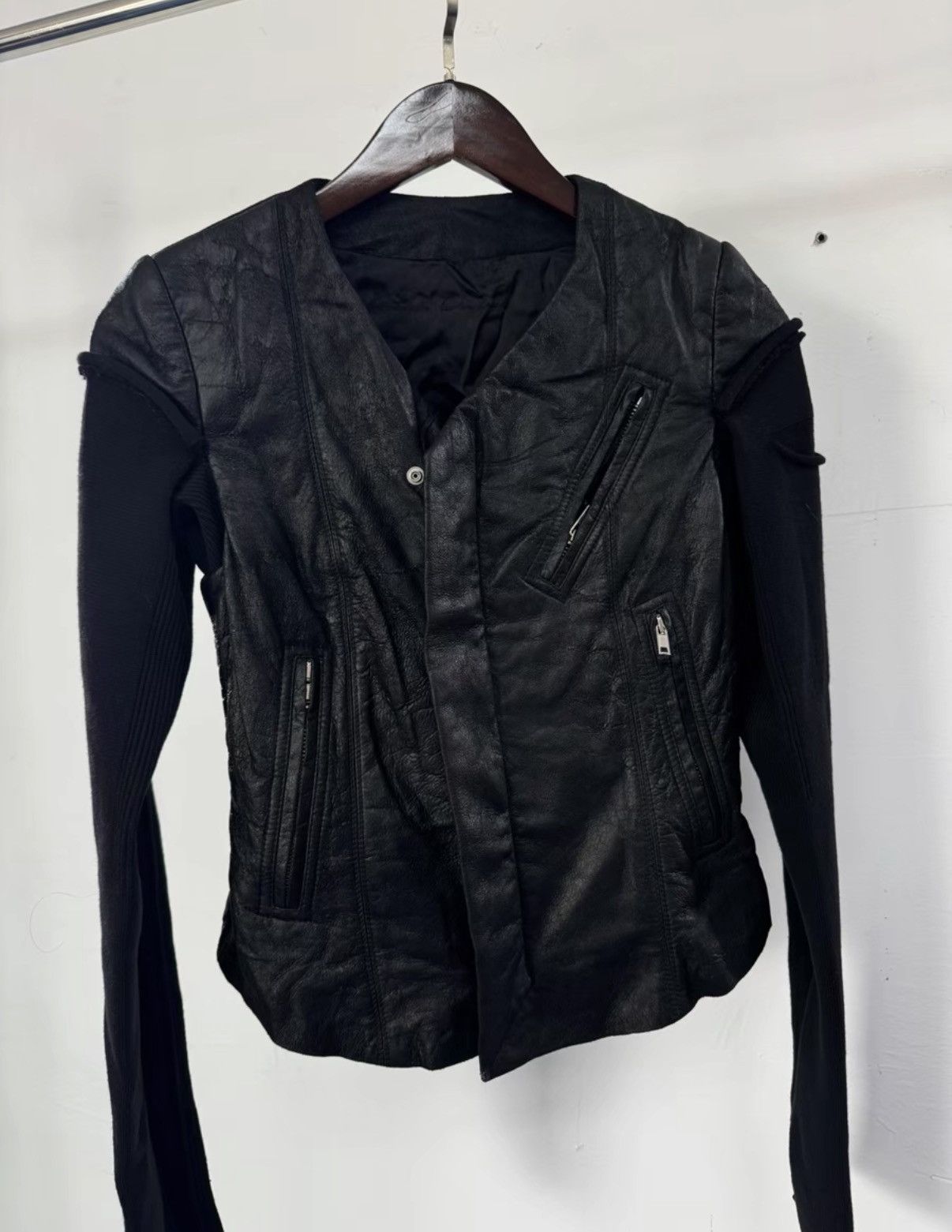 Rick Owens Rick Owens Women's Biker Leather Jacket K37 Size S / US 4 / IT 40 - 1 Thumbnail