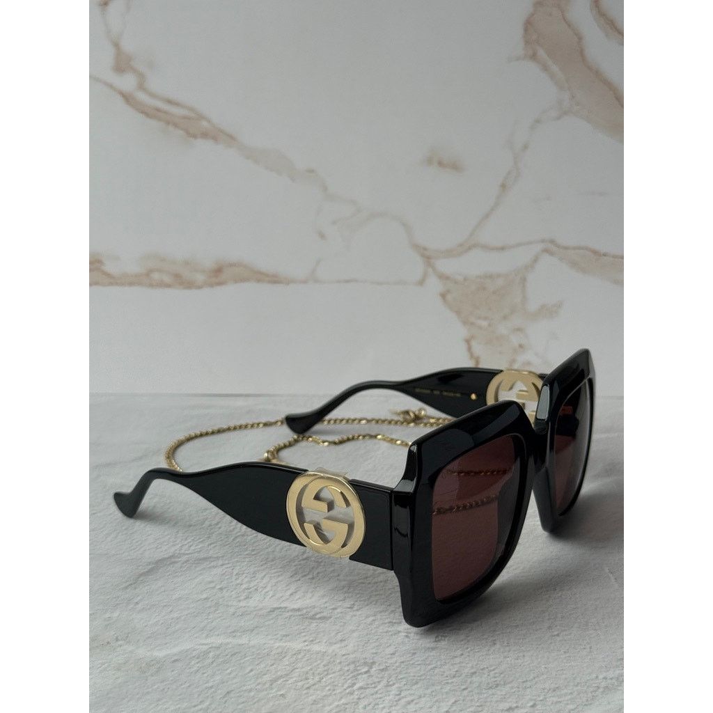 Gucci NEW Gucci GG1022S Black Chain Oversized Logo Sunglasses Size ONE SIZE - 7 Thumbnail