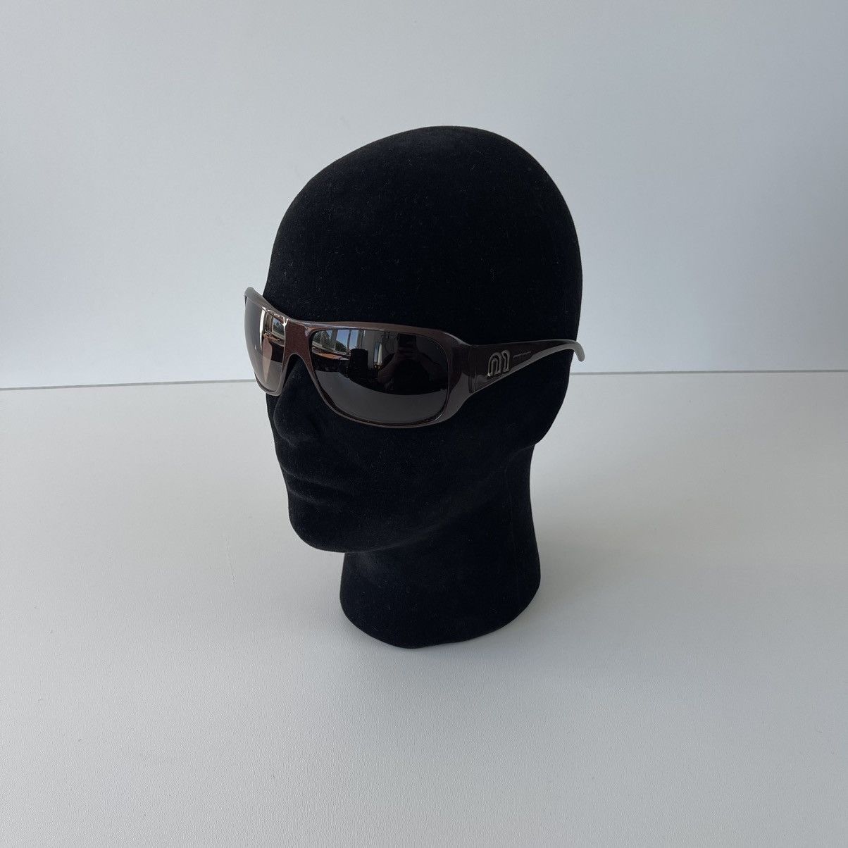 Miu Miu MIU MIU Womenʼs Designer Logo Sunglasses Wrap Brown SMUO8H Size ONE SIZE - 5 Thumbnail