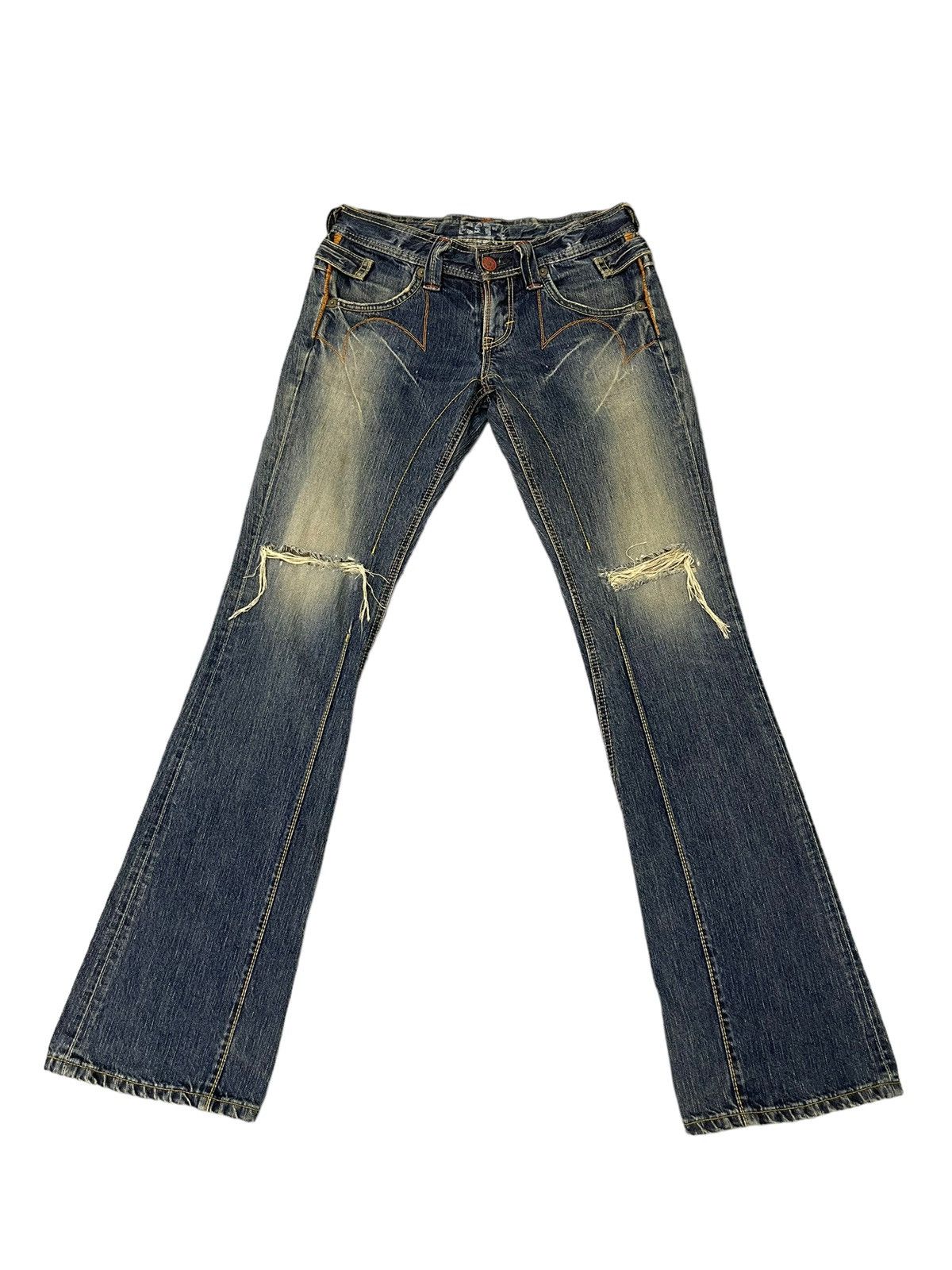 Edwin Flare Jeans Edwin Japan Faded Distress Boot Cut 8🟦1 Size US 29 - 2 Thumbnail