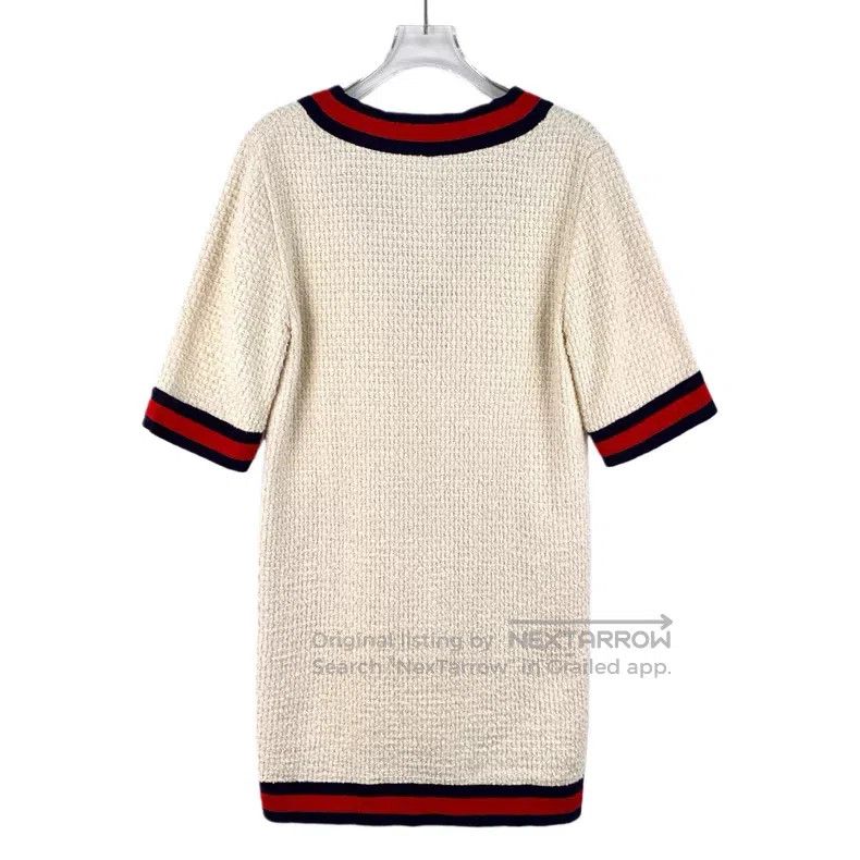 Gucci Gucci Beige striped cotton V-neck woven tweed short-sleeve Size XS / US 0-2 / IT 36-38 - 2 Thumbnail