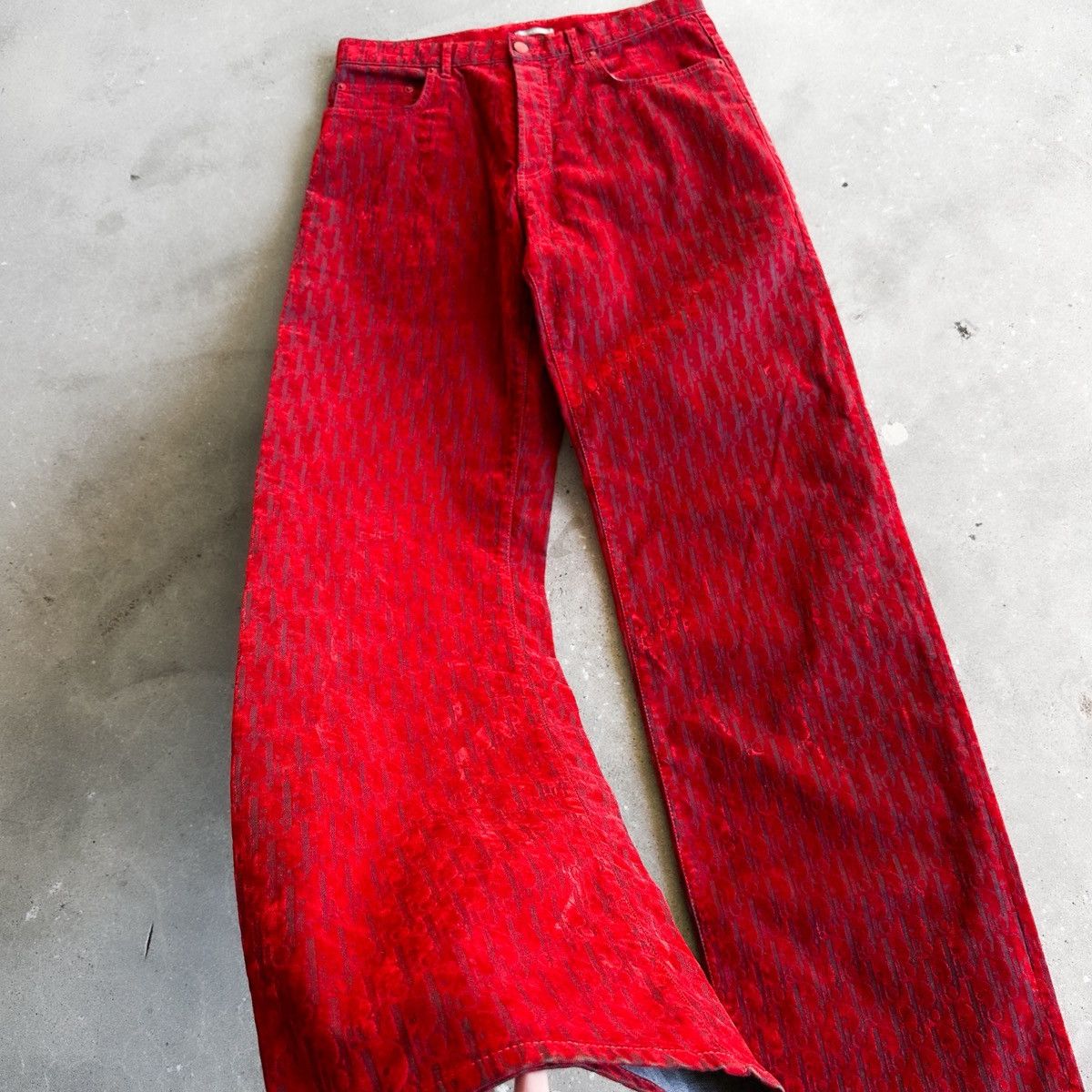 Dior × ERL ❤️‍🔥 VVIP RUNWAY Chinese New Year Oblique Crushed Velvet Denim Size US 33 - 1 Thumbnail