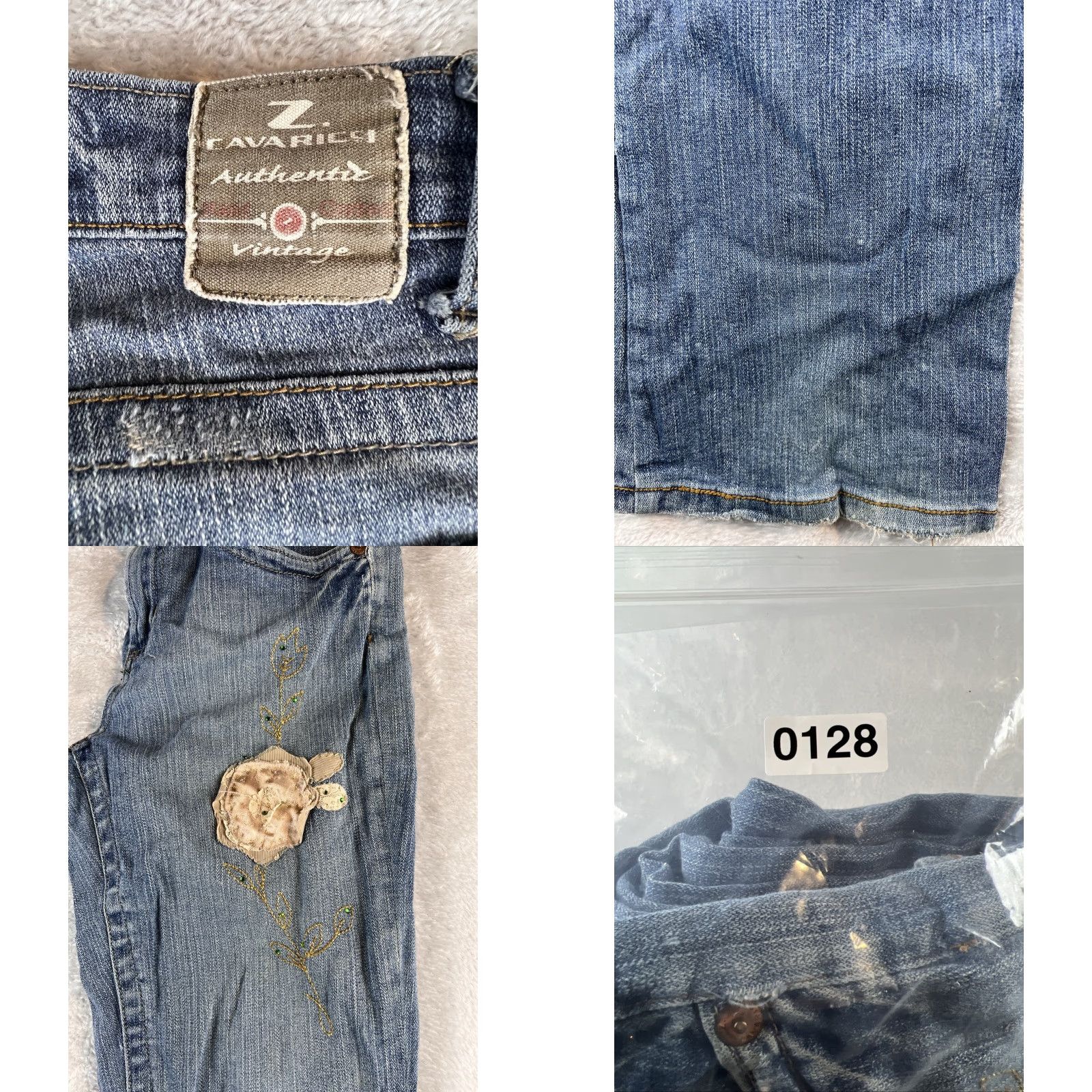 Vintage VINTAGE Z. Cavaricci Jeans Womens 4 Blue Floral Embroidered Boho Wide-Leg 90s Size 27" / US 4 / IT 40 - 9 Thumbnail