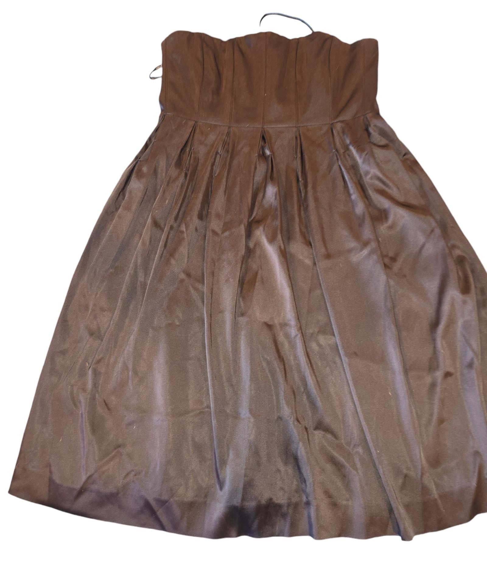 Calvin Klein Elegant Brown Strapless Dress - Perfect for Any Occasion Size M / US 6-8 / IT 42-44 - 1 Thumbnail