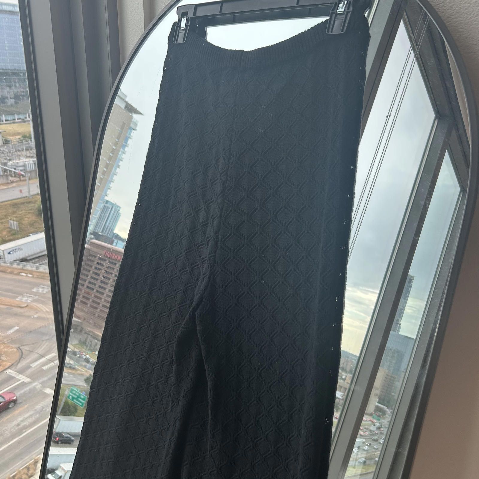 Unknown London Cozy Black Knit Wide-Leg Pants by Charlie Holiday Size 28" / US 6 / IT 42 - 6 Thumbnail