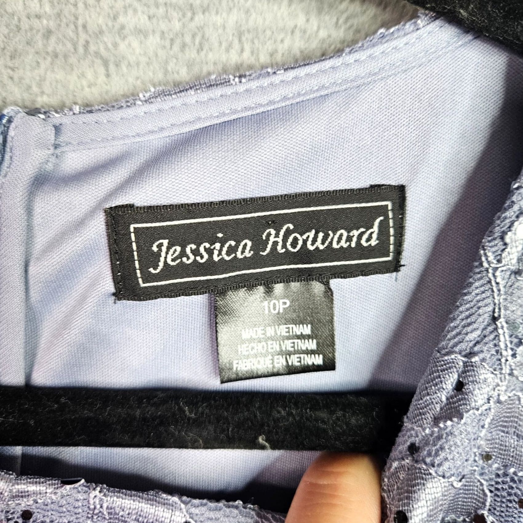 Vintage Jessica Howard Women's Dress 3/4 Sleeve Lace Sequin Petites 10P Purple Lavender Size L / US 10 / IT 46 - 5 Thumbnail
