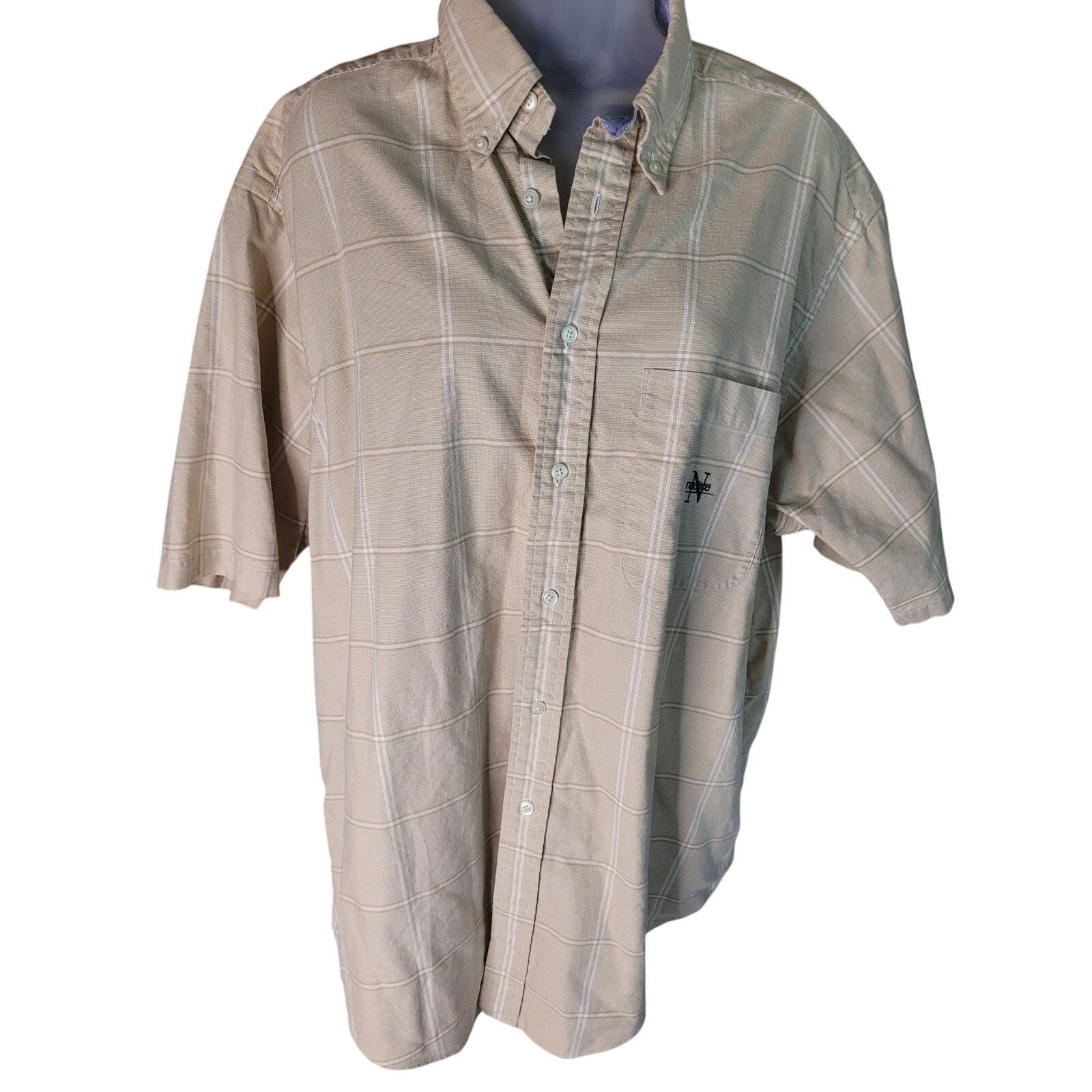 Nautica Nautica Mens Tan/White striped Shirt Button Up SZ Lg Size US L / EU 52-54 / 3 - 1 Thumbnail