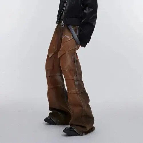 Japanese Brand × Jean Baggy Jeans Wide Leg Denim Pants Waste Soild Retro Tie Dyed Size US 32 / EU 48 - 4 Thumbnail