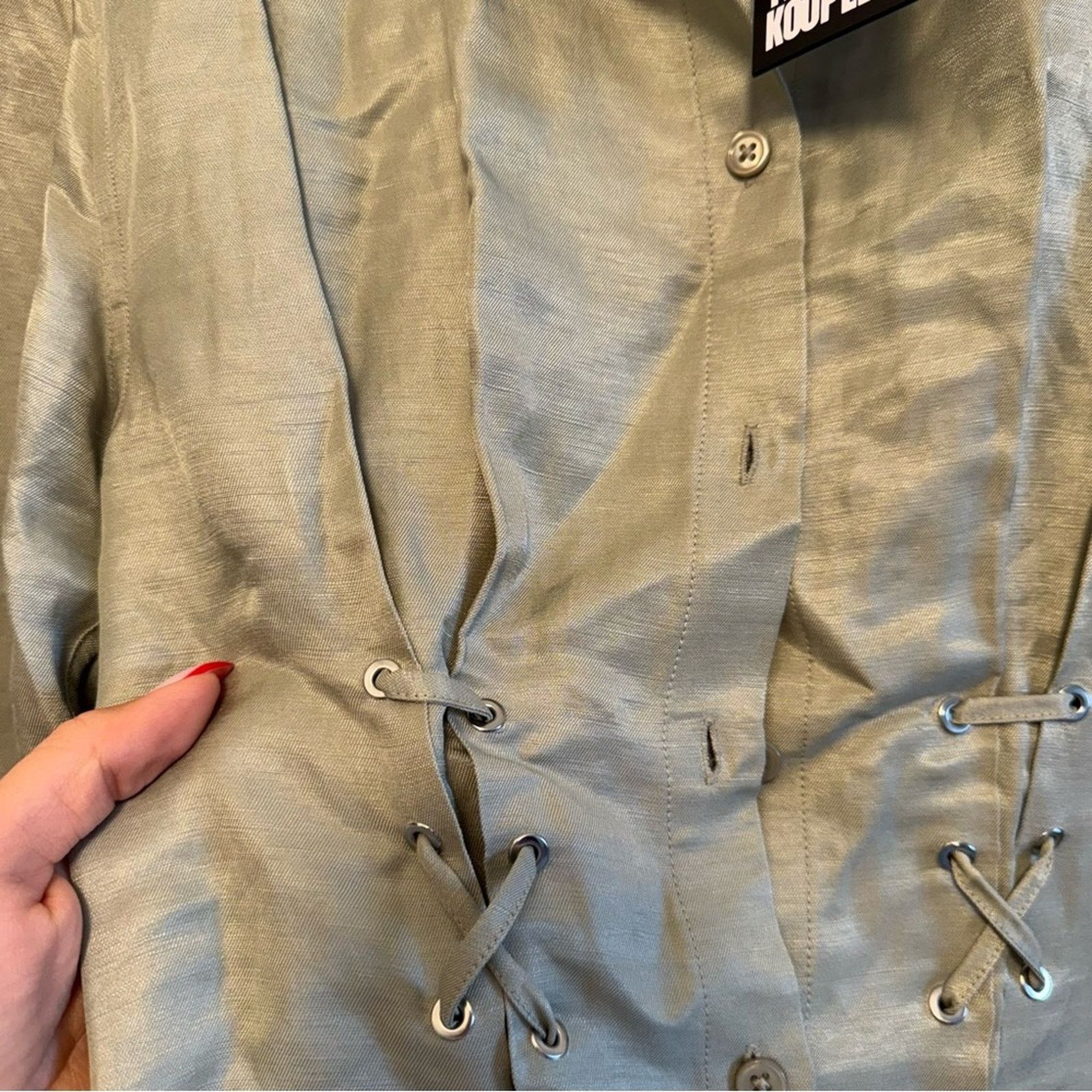 The Kooples NWT! The Kooples Elegant Green Button-Up Dress Size 0 (US S) Size XS / US 0-2 / IT 36-38 - 12 Thumbnail