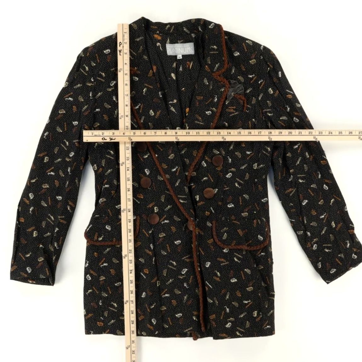 Vintage VTG Dorothy Schoelen Musical Instrument Coat All Over Print Long Sleeve Jacket Black Women's M Size M / US 6-8 / IT 42-44 - 2 Thumbnail