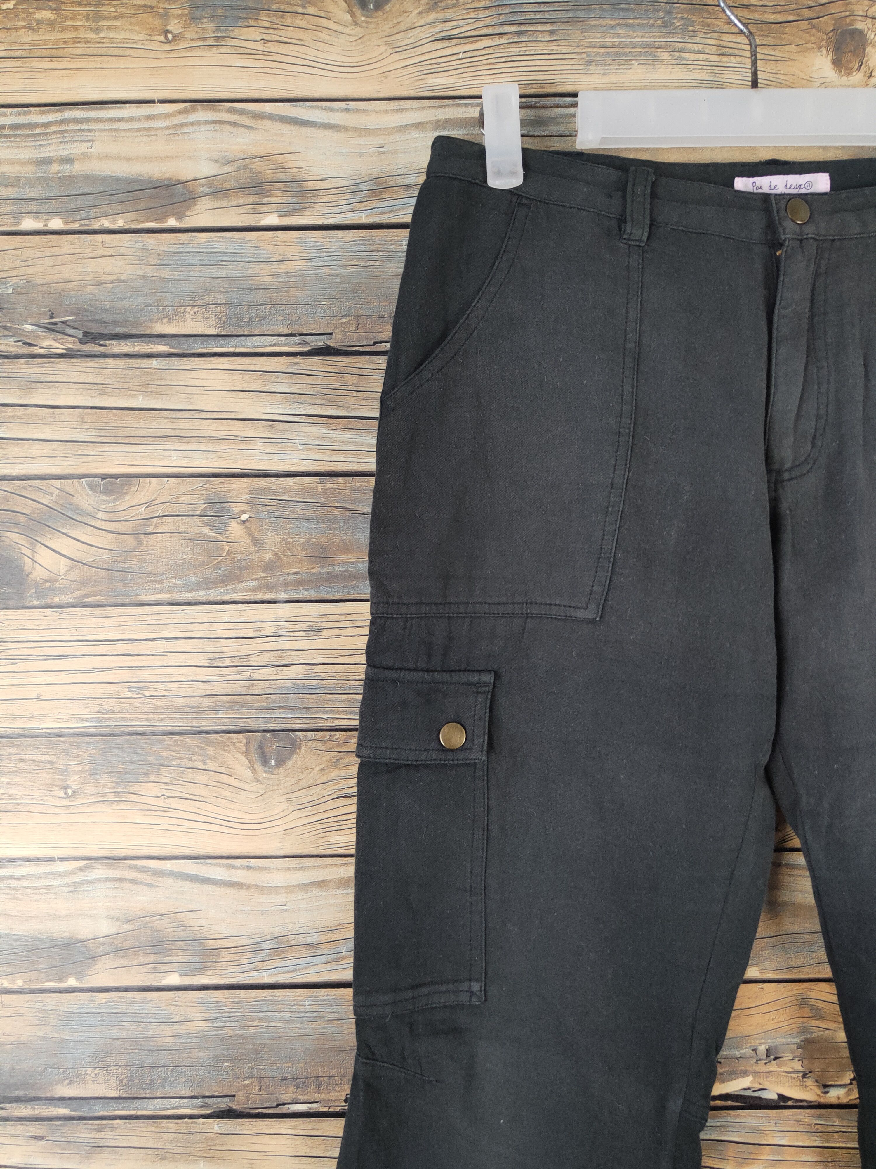 Japanese Brand DL Poe de Deux Black Multipocket Tactical Cargo Pants #1370 Size 29" - 3 Thumbnail