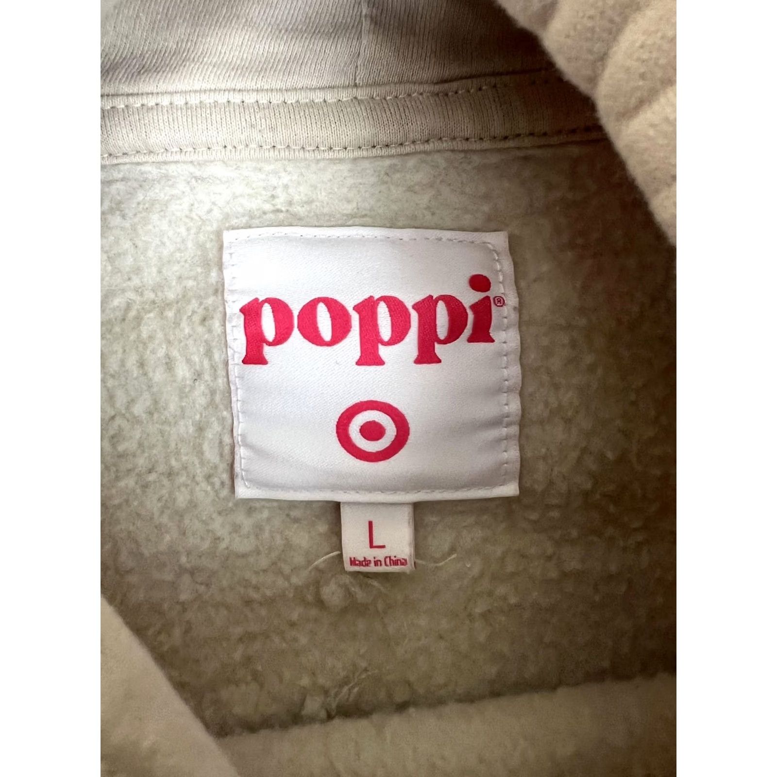 Vintage Poppi Hoodie Mens Large Beige Fleece Pullover Sweatshirt Graphic Print Hooded Lined Pockets Crew Neck Size US L / EU 52-54 / 3 - 5 Thumbnail