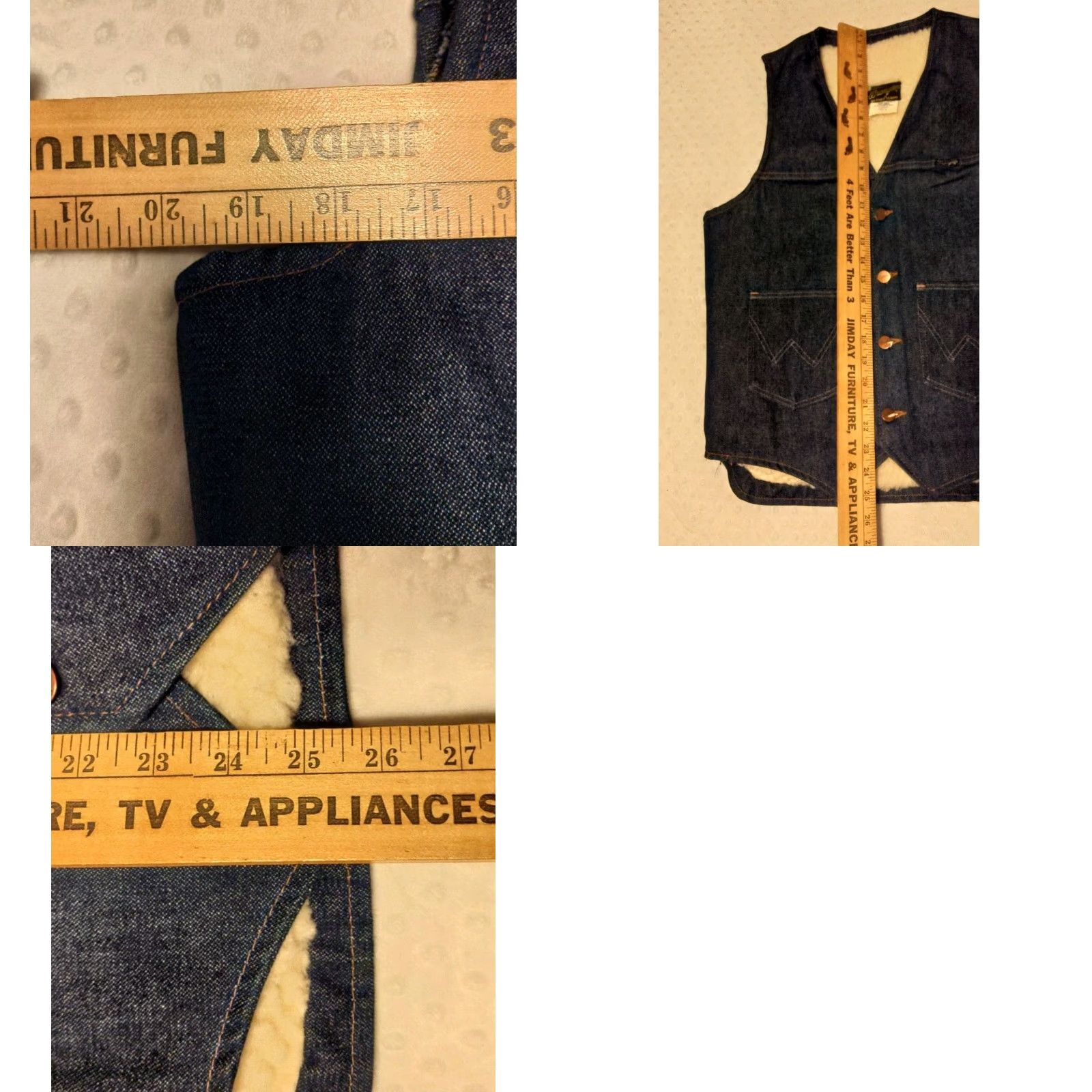 Wrangler VTG Wrangler Denim SHERPA Lined VEST Biker Western USA vest Medium Blue Denim Shirt? Size US 31 - 8 Thumbnail