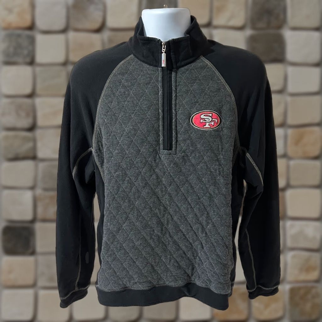 Tommy Bahama VINTAGE San Francisco 49ers Tommy Bahama 3/4 Zip Pullover Men Medium Gray Black 2016 Size US M / EU 48-50 / 2 - 1 Thumbnail