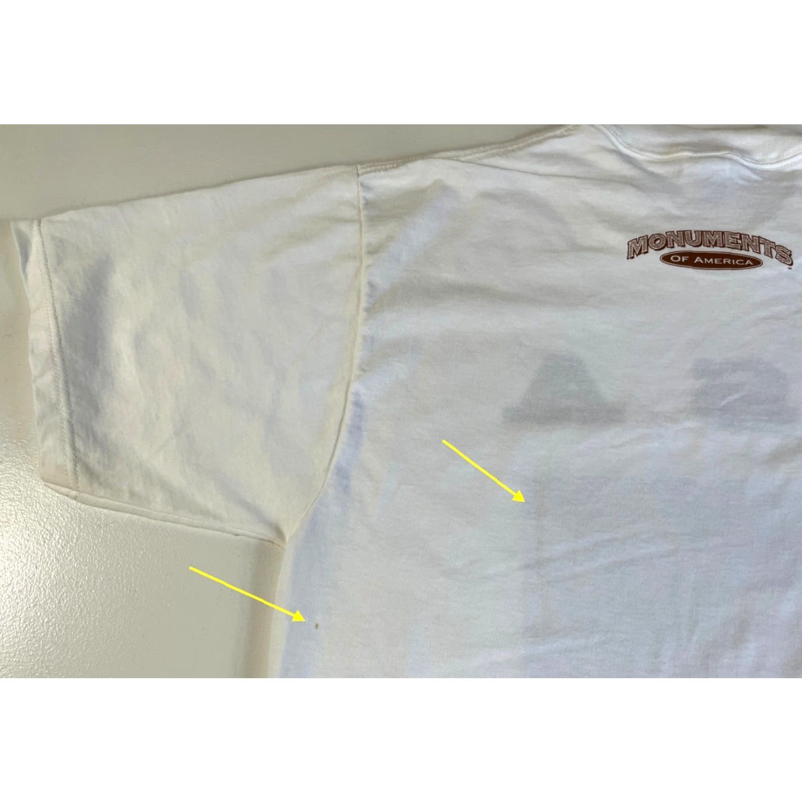 Jerzees VINTAGE Jerzees T-Shirt USA Flag Graphic 1993 Monuments of America White Cotton L Mens Size US L / EU 52-54 / 3 - 6 Thumbnail