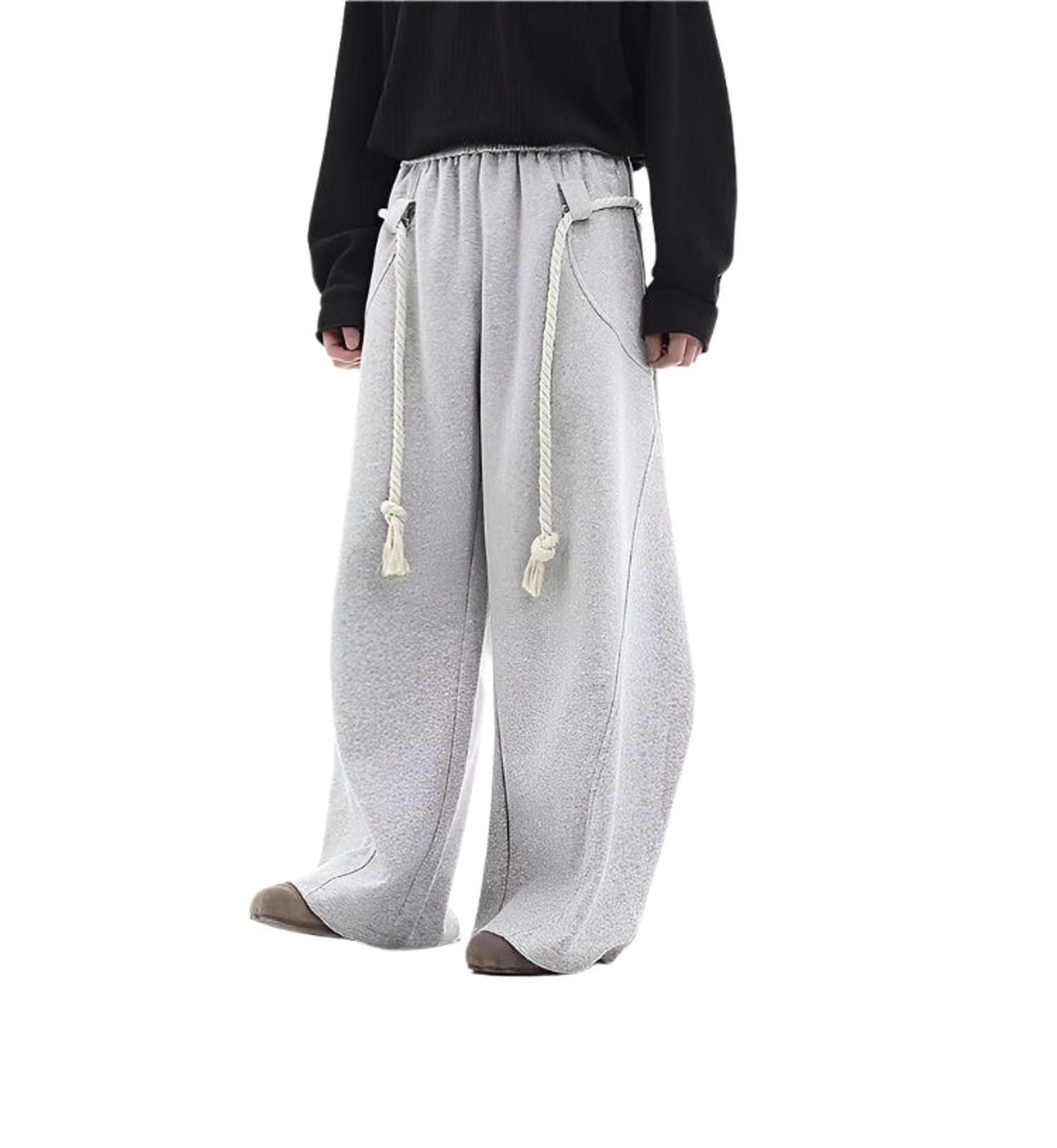 Vintage Loose Wide Leg Sweatpants - Chunky Rope Drawstring Size US 32 / EU 48 - 1 Thumbnail