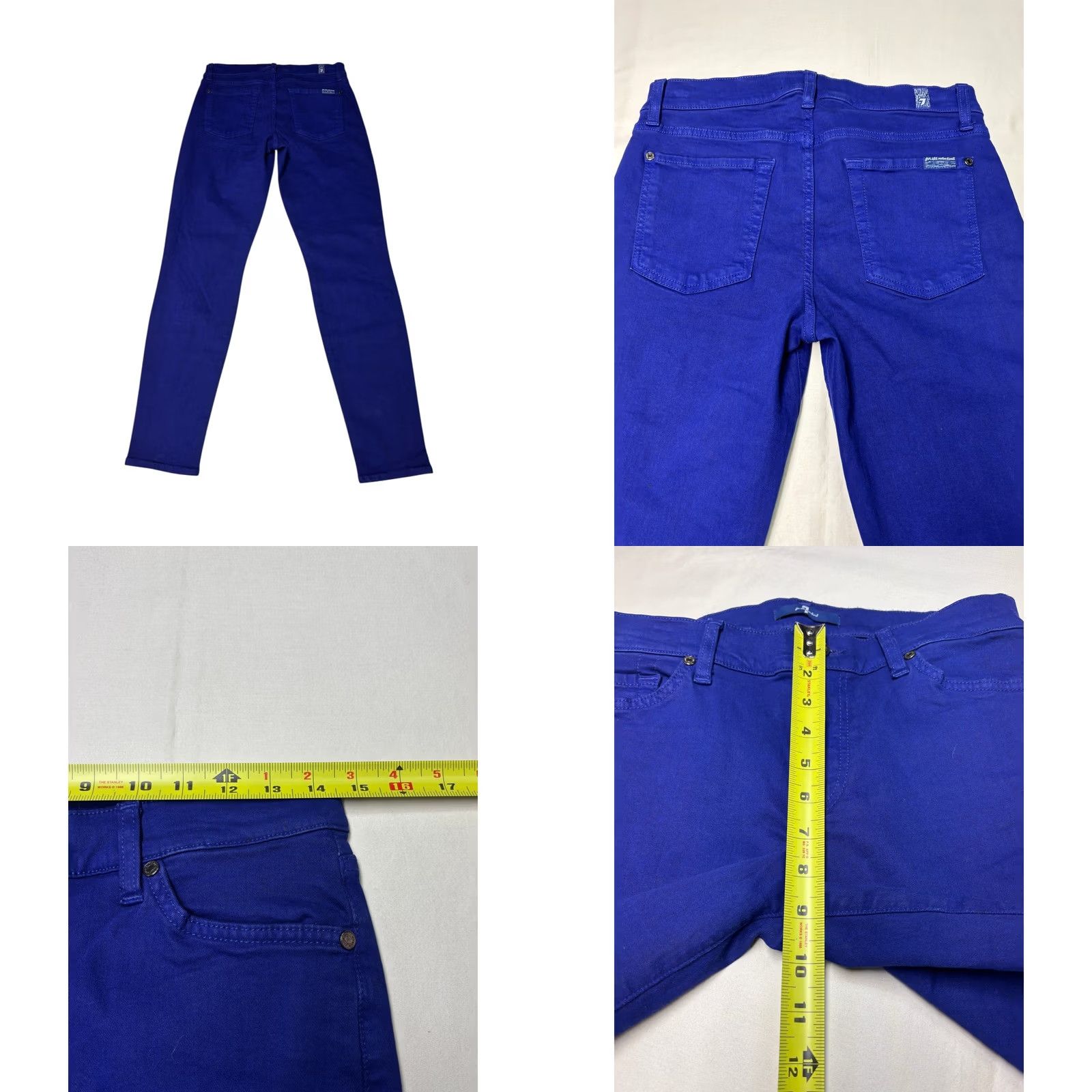 7 For All Mankind 7 For All Mankind Royal Blue Skinny Jeans Women's 28x28 Denim Zipper Button Stretch Pockets Slim Rise Mid 8.5-10.5 Solid 5-Pocket Paxtyn Jeans Womens Size 28" / US 6 / IT 42 - 8 Thumbnail