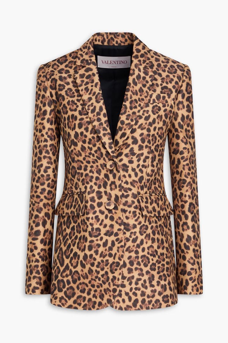 Valentino o1y0226 Leopard-Print Blazer in Beige/Black Size XS / US 0-2 / IT 36-38 - 1 Thumbnail