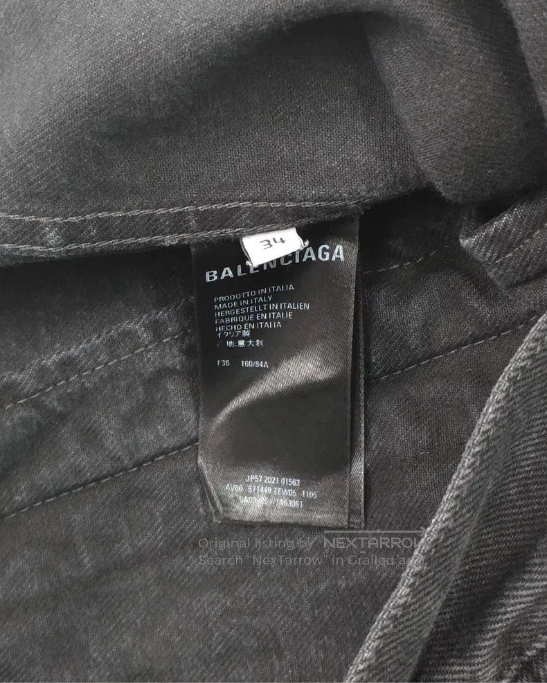 Balenciaga Balenciaga Distressed black and grey denim jacket with cry Size XS / US 0-2 / IT 36-38 - 4 Thumbnail