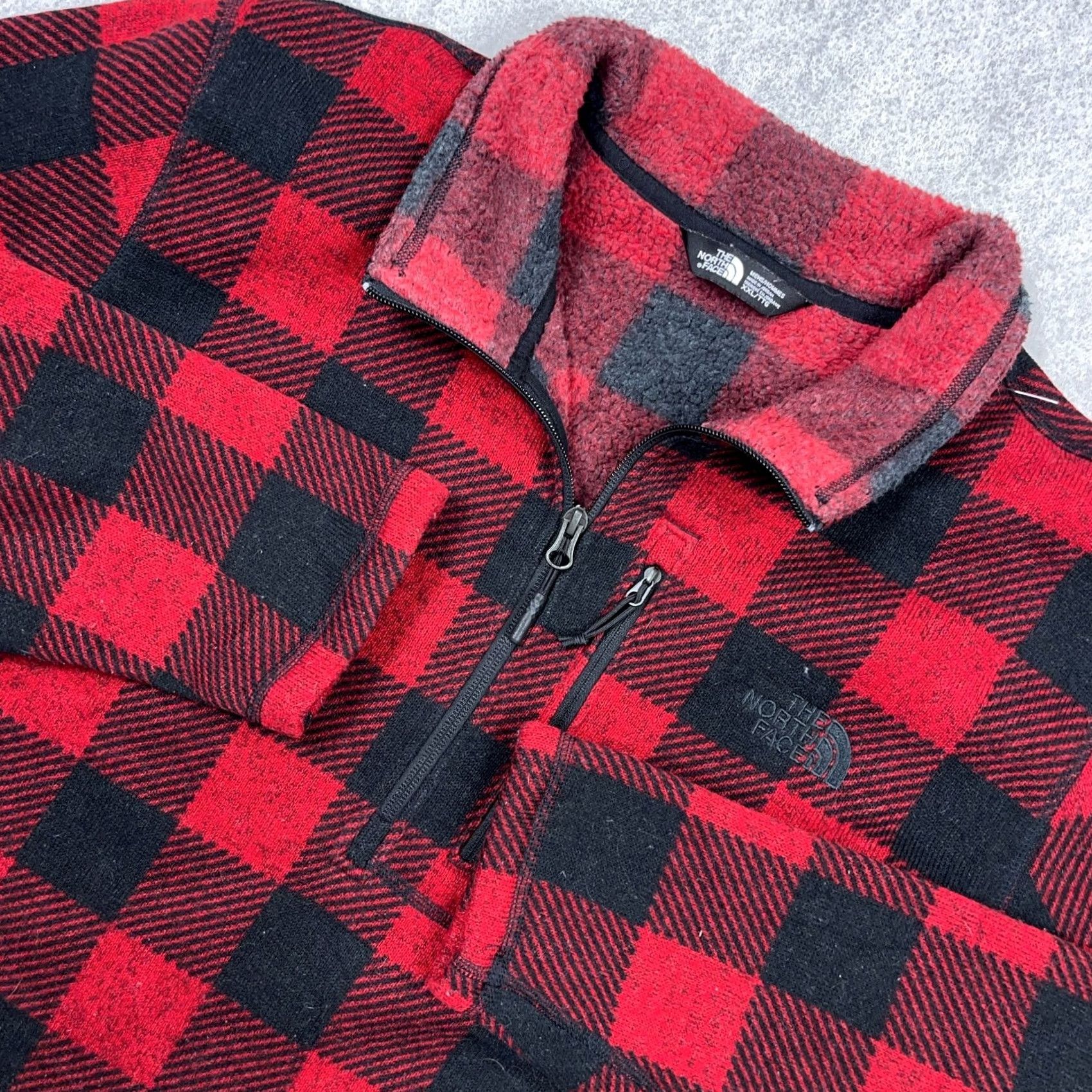 The North Face - It includes all the relevant keywords: "North Face Sweater Men XXL Red Black Buffalo Plaid Pullover 1/2 Zip Gordon Lyons Size US XXL / EU 58 / 5 - 2 Thumbnail