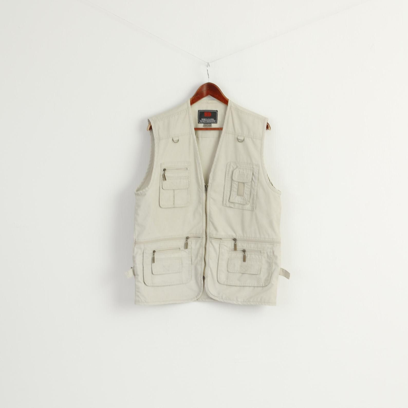 Vintage HD Sport & Classic Men L Waistcoat Beige 100% Cotton 7593 Size US L / EU 52-54 / 3 - 2 Thumbnail