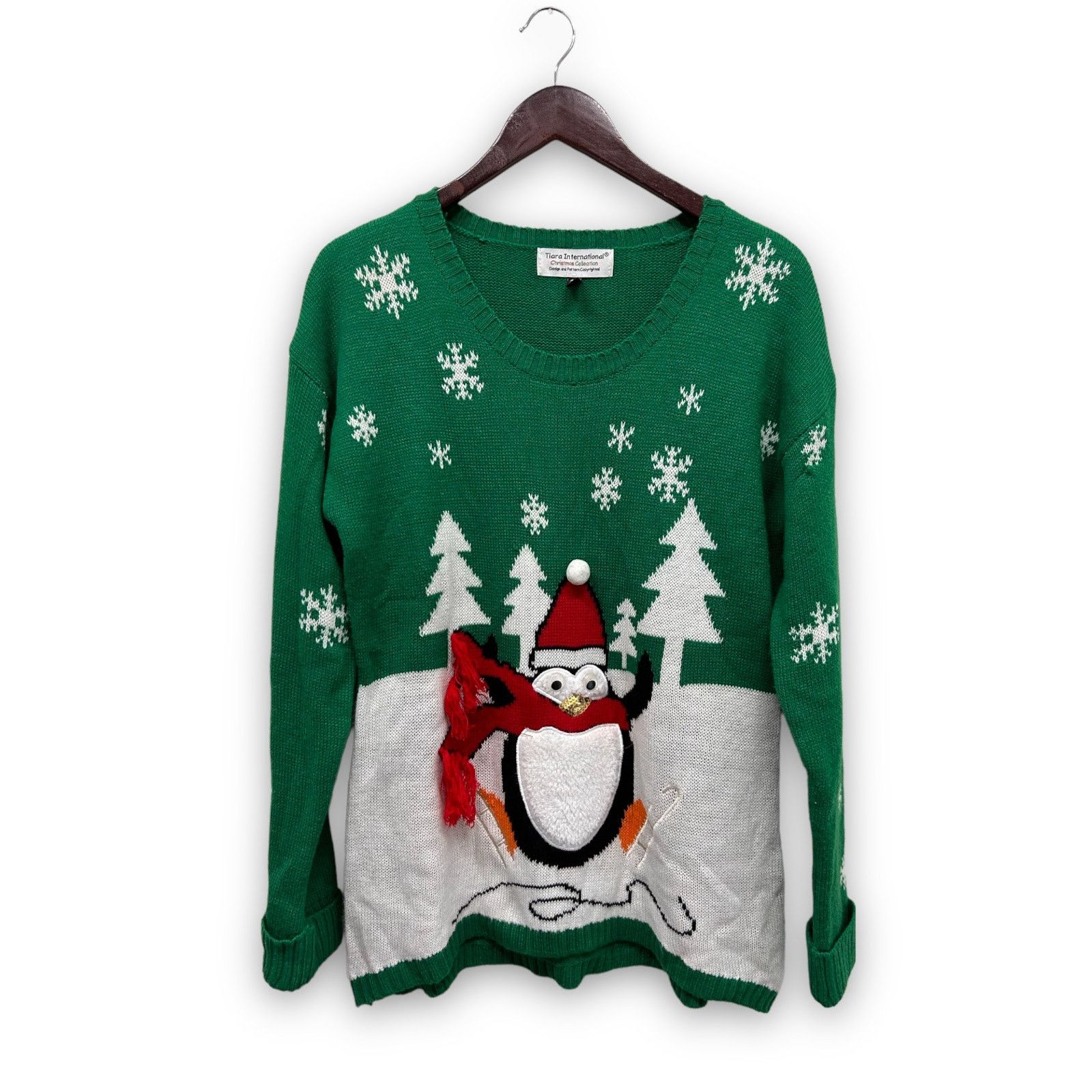 Vintage Tiara International Penguin Christmas Sweater XL Size L / US 10 / IT 46 - 1 Thumbnail